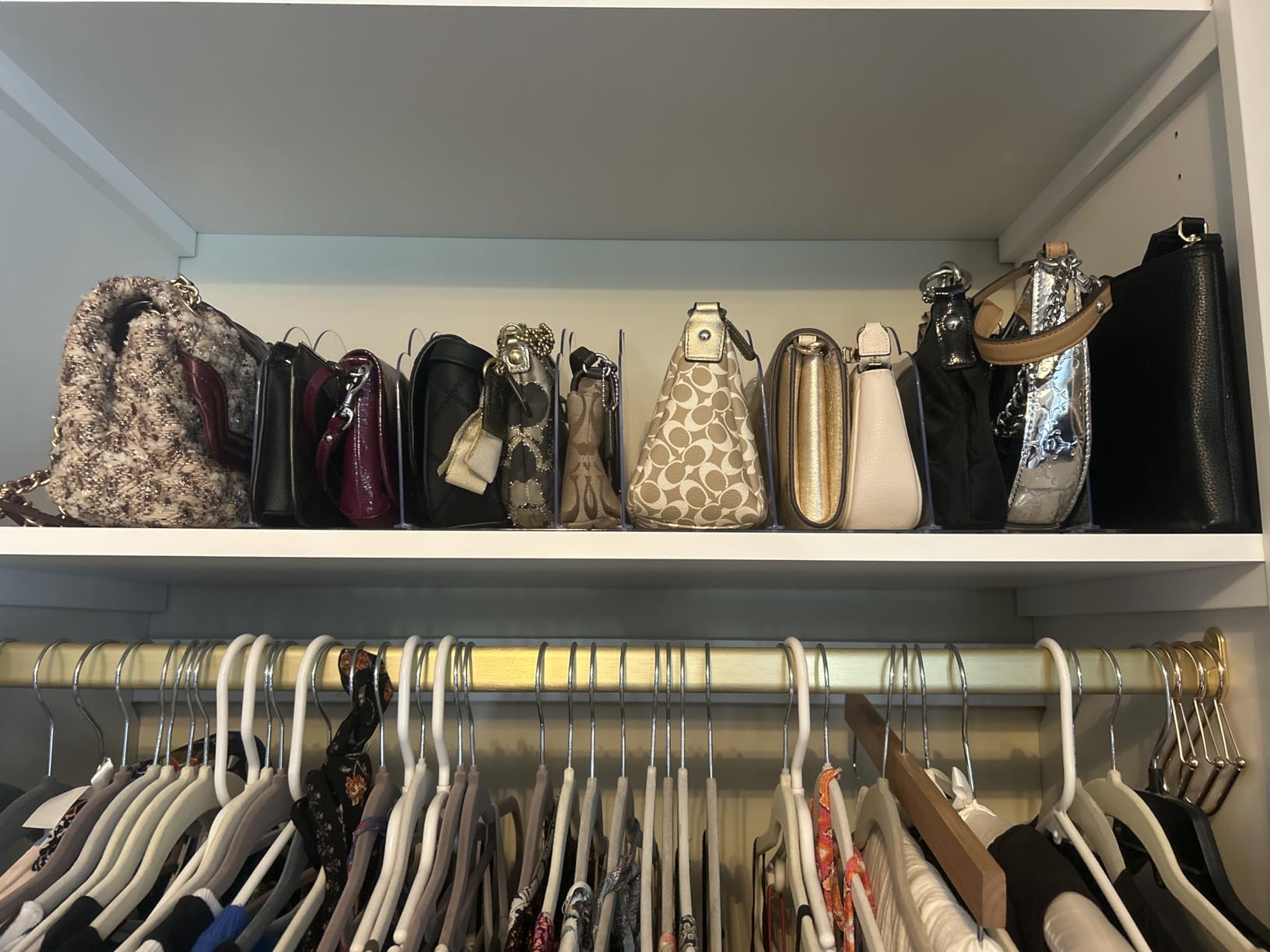 Lifewit Purse Organizer for Closet, Clear Handbags Storage Organizer, Adjustable Clutch Purse Storage Organizer Holder for Closet, 2 Pack Bookshelf Dividers for Sweater in Bedroom 35 x 24 cm/14 × 9.5