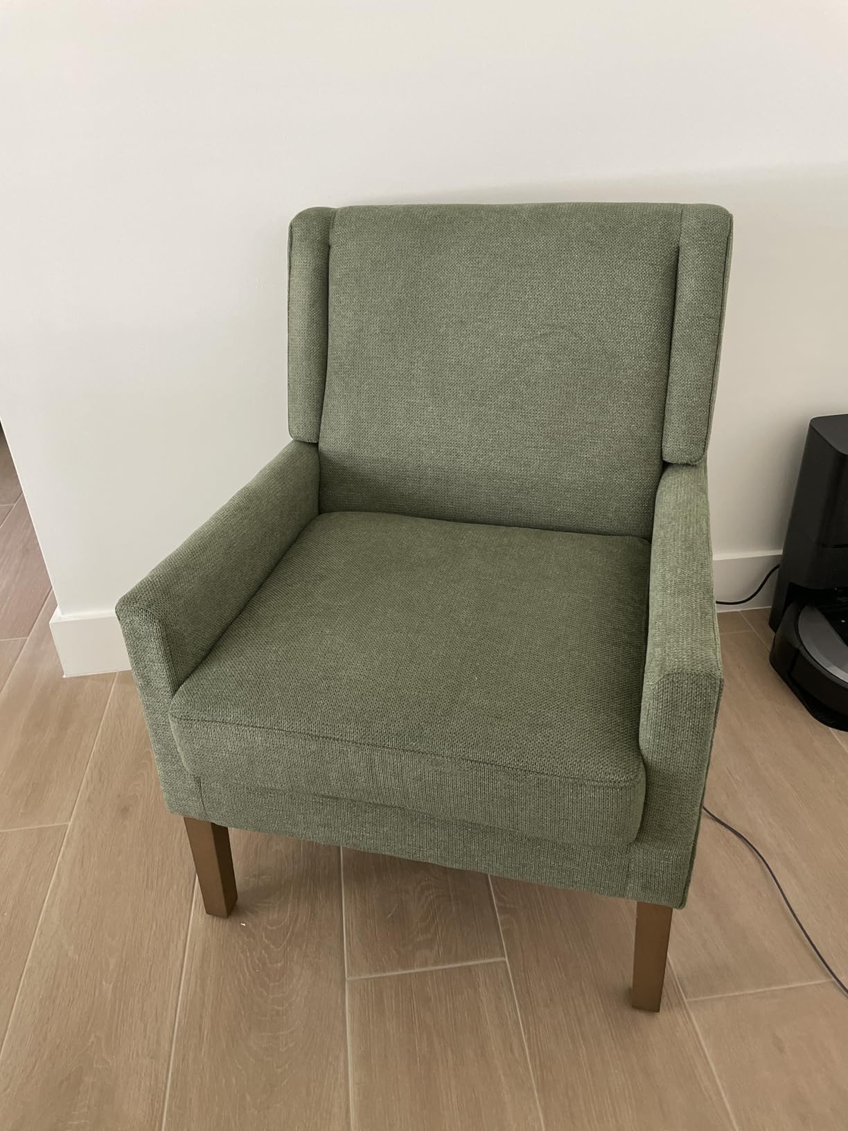 COLAMY Modern Wingback Living Room Chair, Upholstered Fabric Accent Armchair, Single Sofa Chair with Lounge Seat and Wood Legs for Office/Bedroom/Reading Spaces, Beige customer photo 2