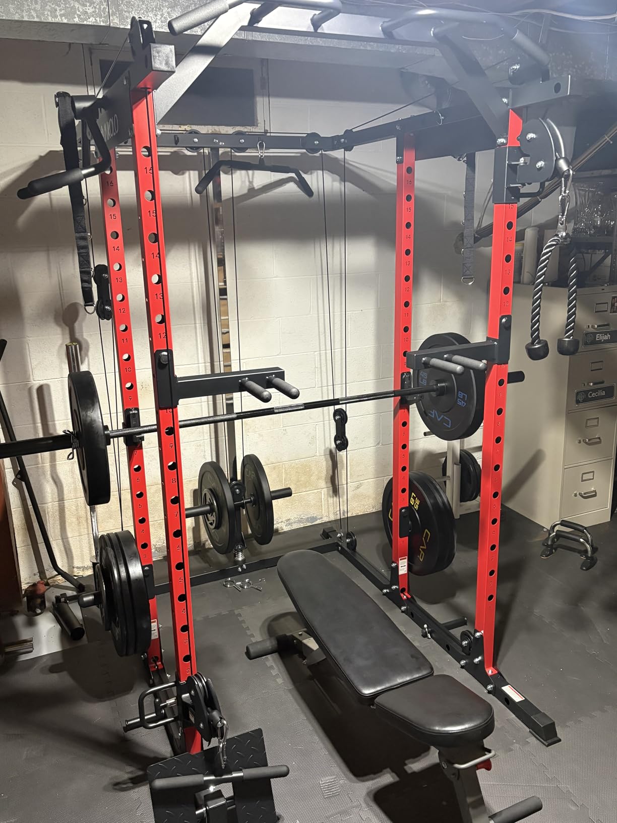 Mikolo Power Cage, Power Rack with Cable Crossover System, 1500LBS Squat Rack with LAT Pull Down System, Workout Cage with Pulley System for Fitness Home Gym customer photo 2