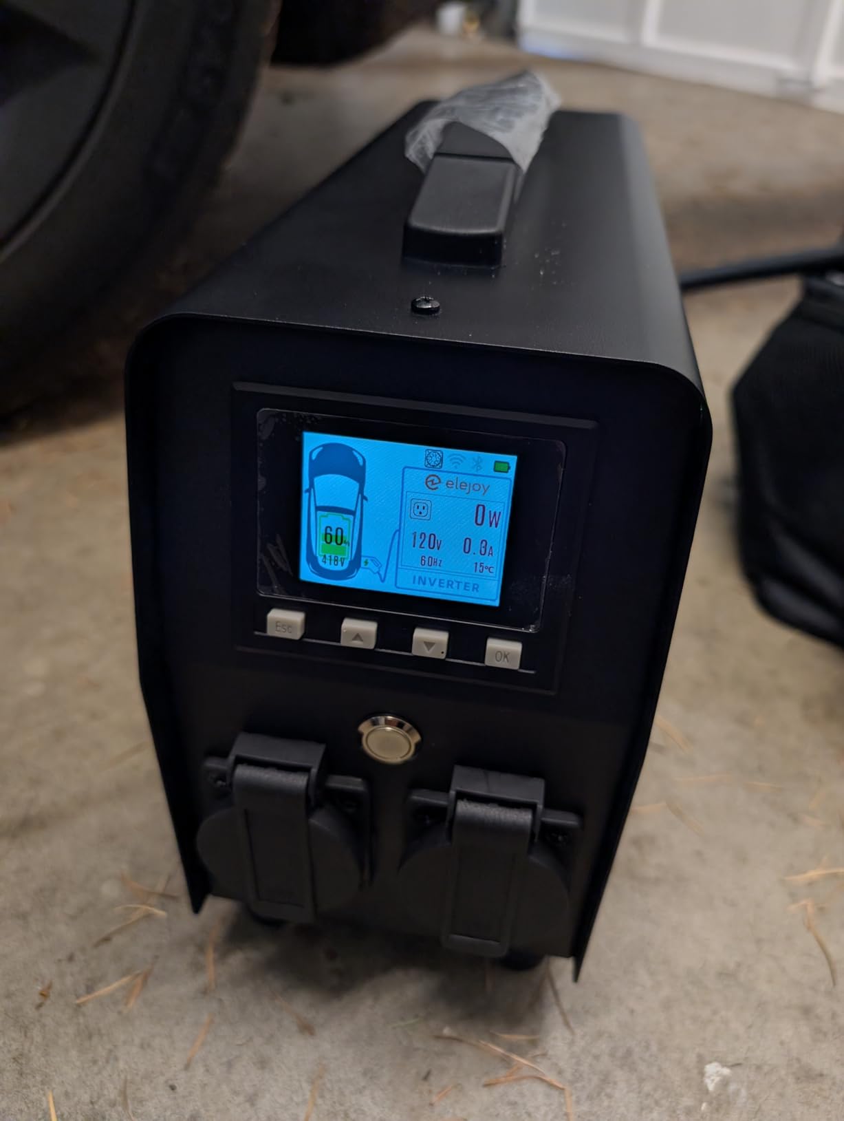 3KW EV Discharger V2L Adapter Discharge Gun Compatible with Tesla Model 3/Y/S/X After May 2019 NACS Standard Battery Protection 120V/240V Output LCD Display Outdoor Camping Emergency customer photo 1