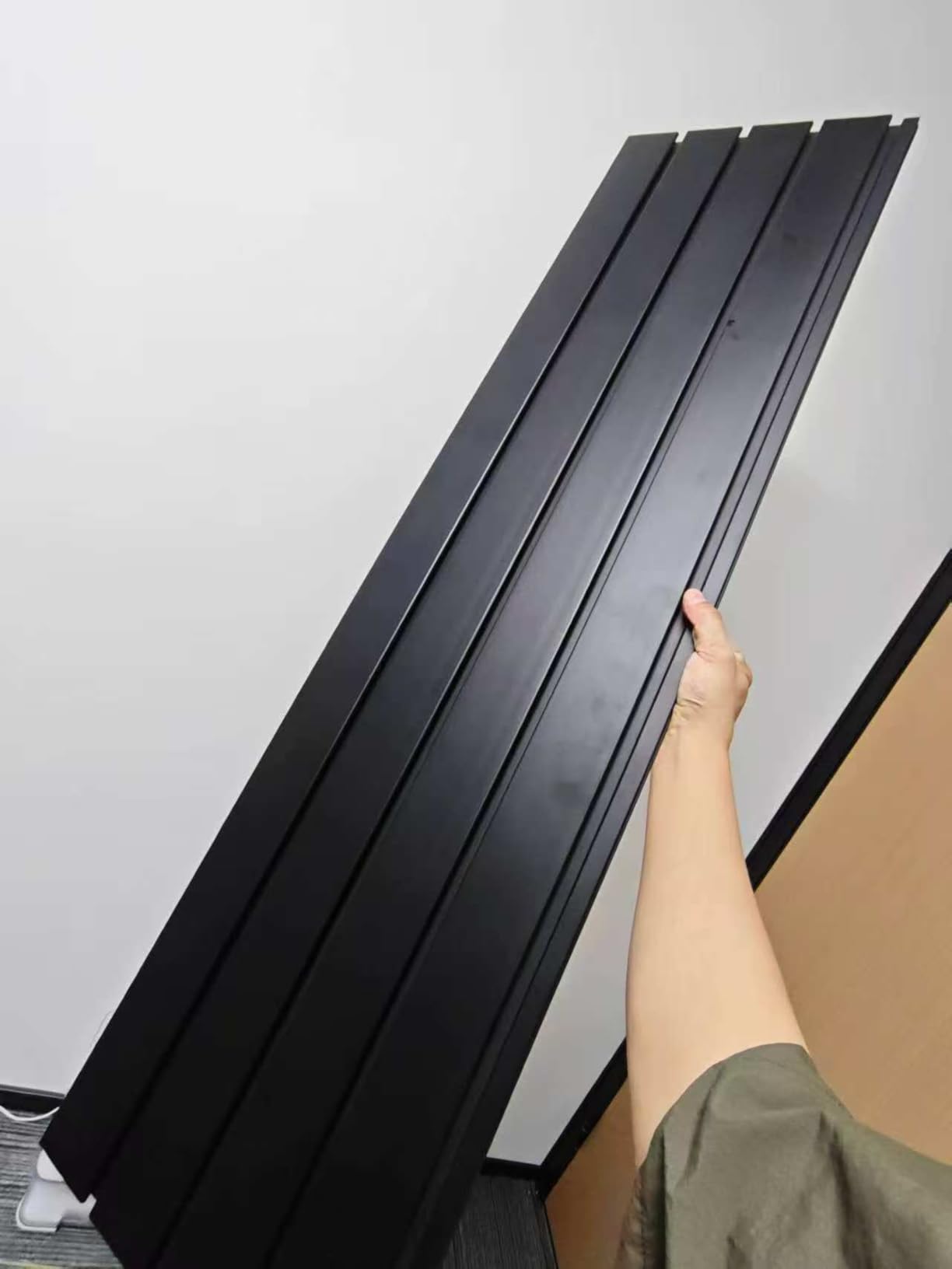 Slat Wall Paneling 4'x8' Black Slatwall Panels - Heavy Duty PVC Garage Organizer, Industrial-Grade Moisture-Resistant Easy DIY Install for Garage, Tool, Retail, Bike Storage & Organization by Eiruaw customer photo 1