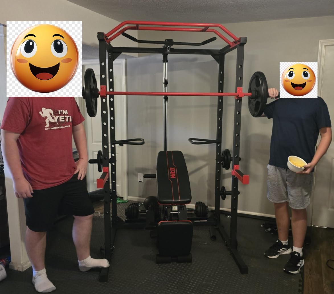 OPPSDECOR All-in-One Adjustable Smith Machine with LAT-Pull Down System Multi-Function Power Cage for Home Gym Cable Crossover Squat Rack of Workout Machine Training Equipment with Attachments customer photo 1