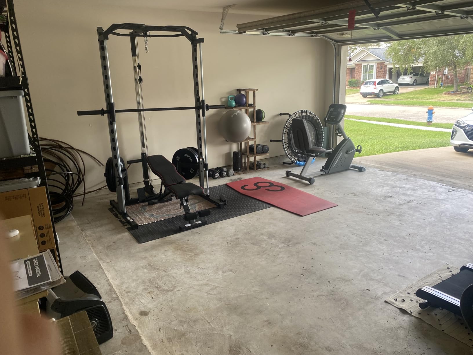 OPPSDECOR All-in-One Adjustable Smith Machine with LAT-Pull Down System Multi-Function Power Cage for Home Gym Cable Crossover Squat Rack of Workout Machine Training Equipment with Attachments customer photo 2