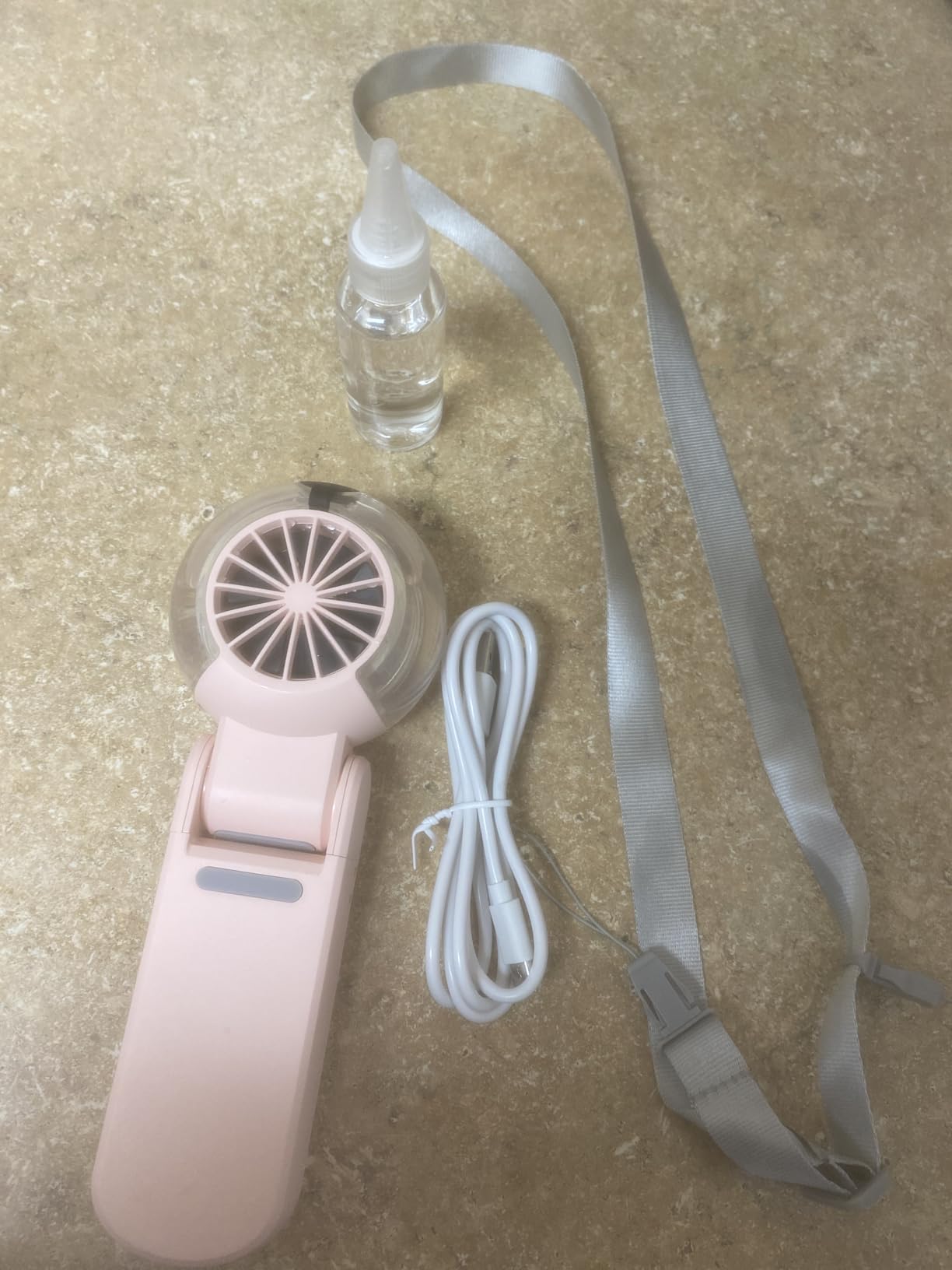 TriPole Misting Fan Portable Handheld Turbo Fan with Mist, LED Display, Neck & Desk Foldable High Speed Airflow Mini Fans, Rechargeable Personal Mister Fans with Water Spray Bottle for Outdoor Travel customer photo 1