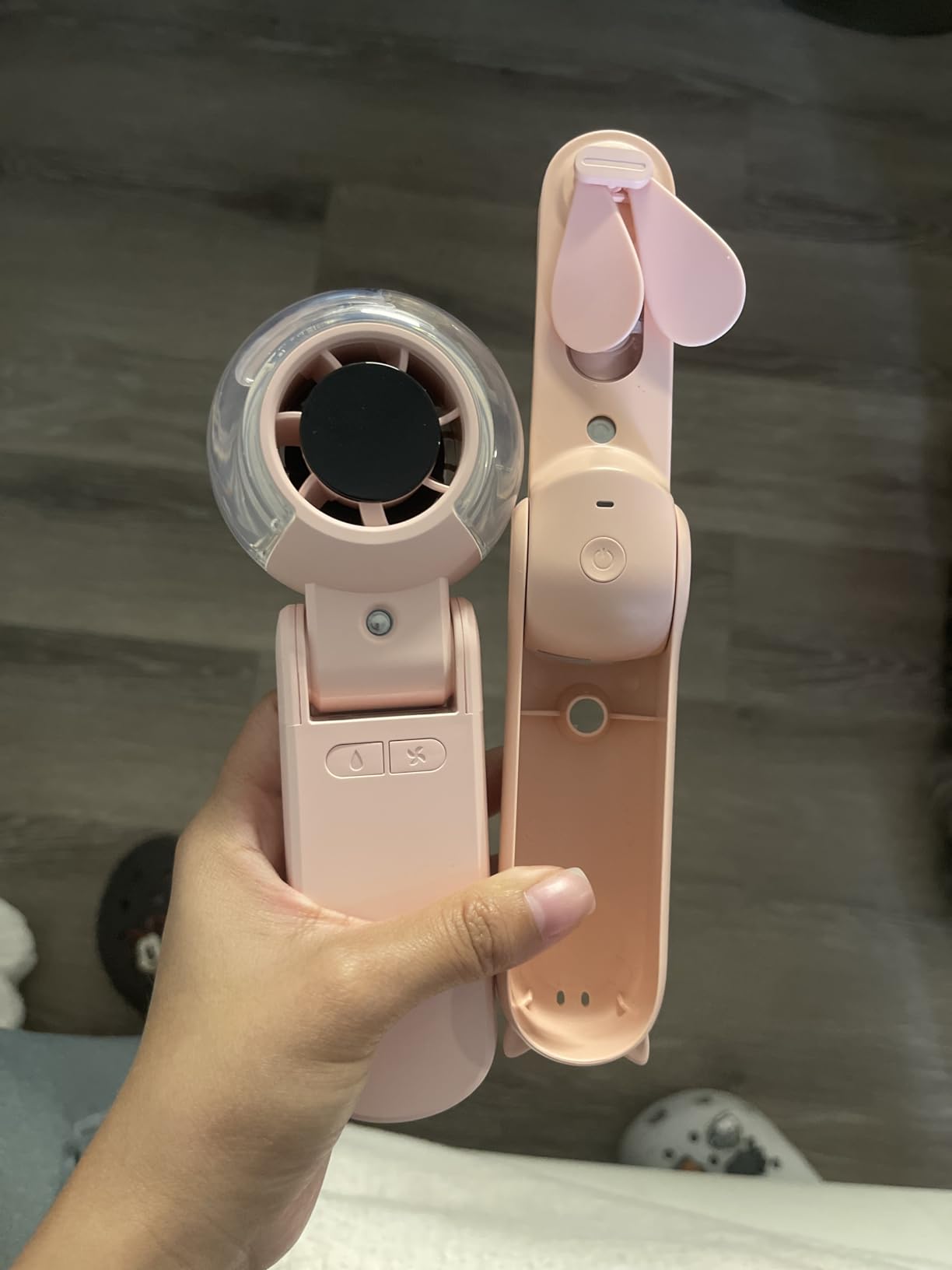 TriPole Misting Fan Portable Handheld Turbo Fan with Mist, LED Display, Neck & Desk Foldable High Speed Airflow Mini Fans, Rechargeable Personal Mister Fans with Water Spray Bottle for Outdoor Travel customer photo 2