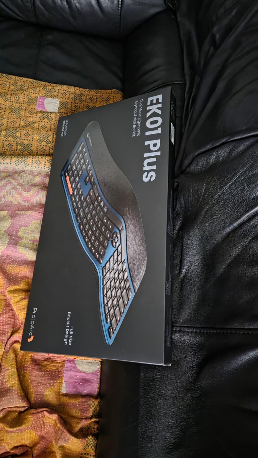 ProtoArc EK01 Plus Backlit Bluetooth Ergonomic Keyboard, Full Size, Grey - Adjustable brightness, split design, cushioned wrist rest, connect 3 devices via Bluetooth/2.4G, 2000mAh USB-C rechargeable customer photo 1