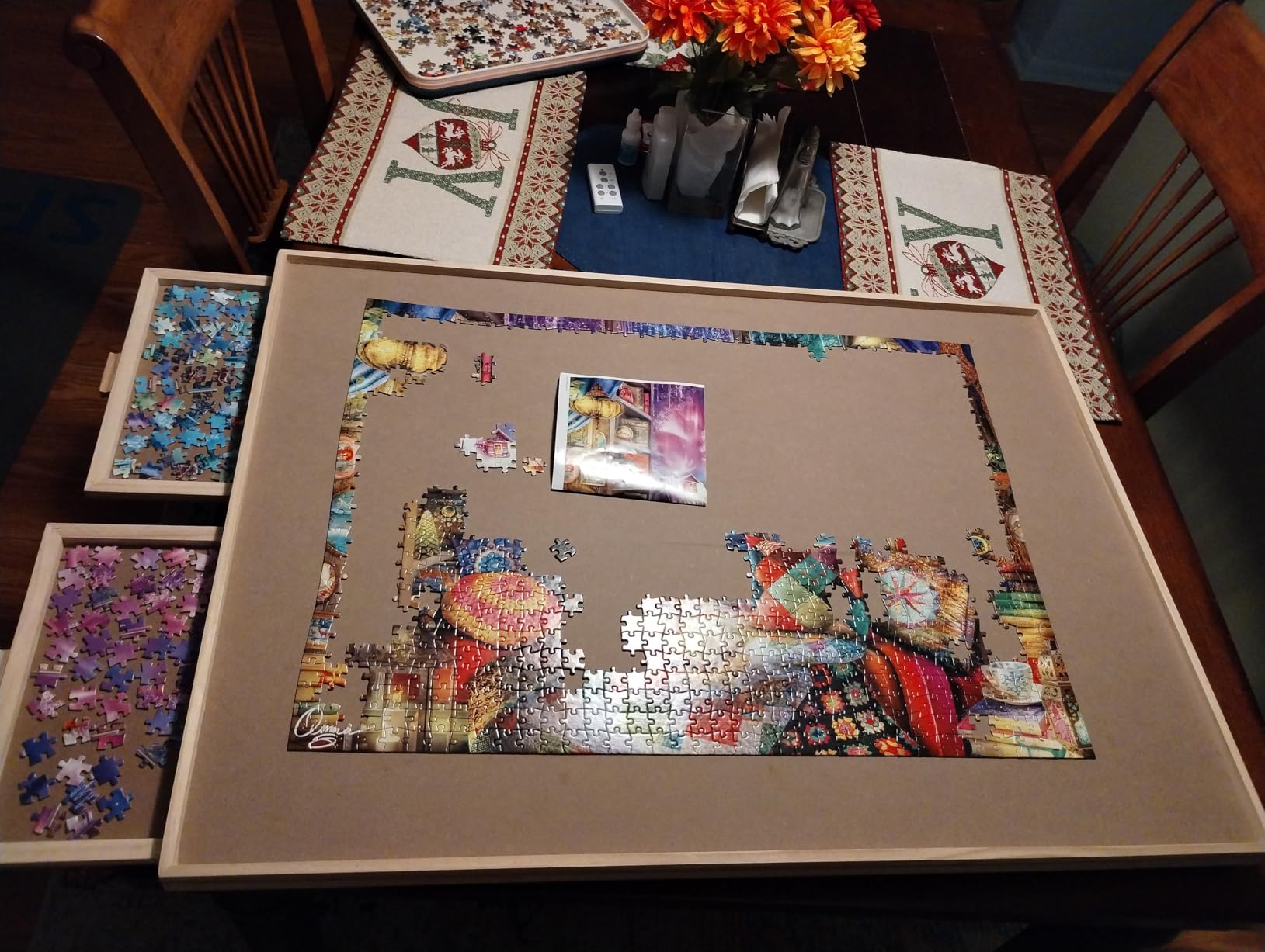 1000 Pieces Rotating Puzzle Board with 4 Drawers,28.74