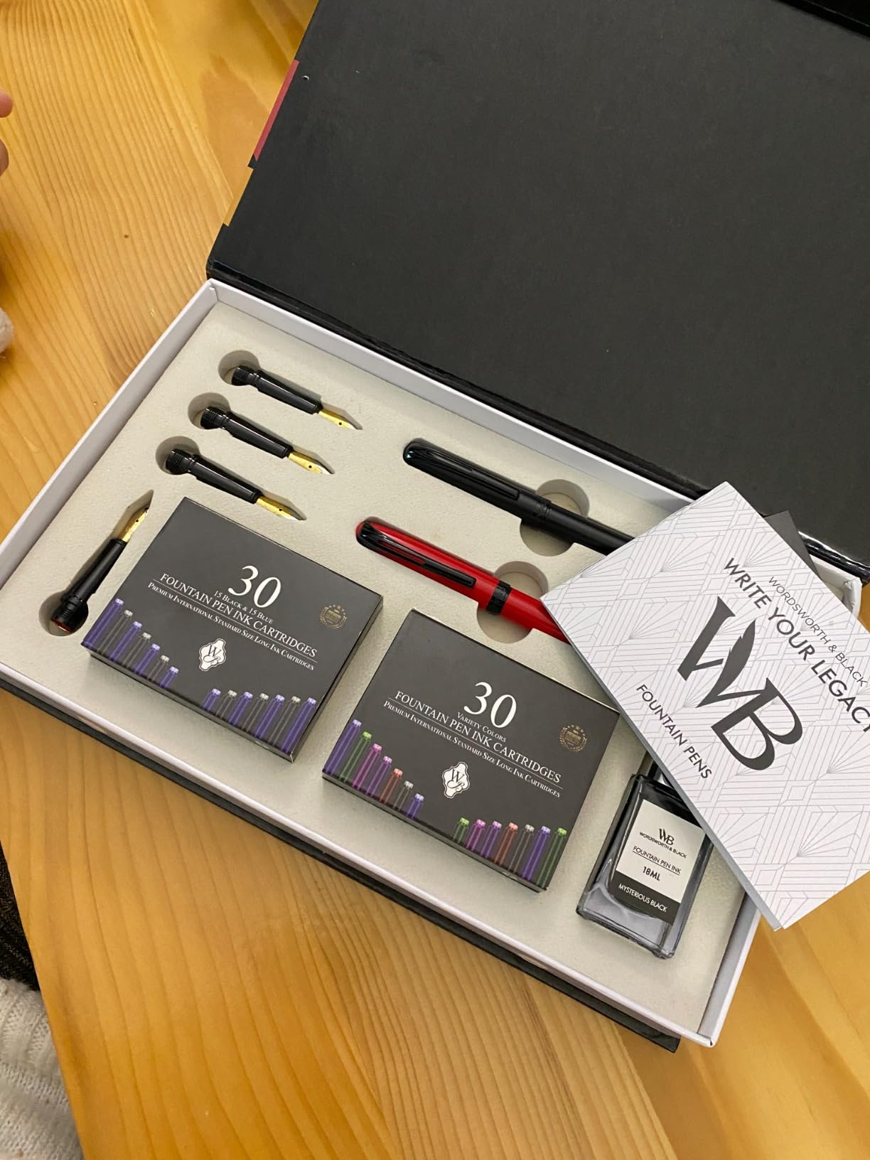 Wordsworth and Black Calligraphy Pen Set - Green - Includes 2 Calligraphy Pens, 18 ML Ink Bottle, 60 Ink Cartridges, A Refill Converter, 1 Medium and 4 Broad Nibs, Brush Pen customer photo 1