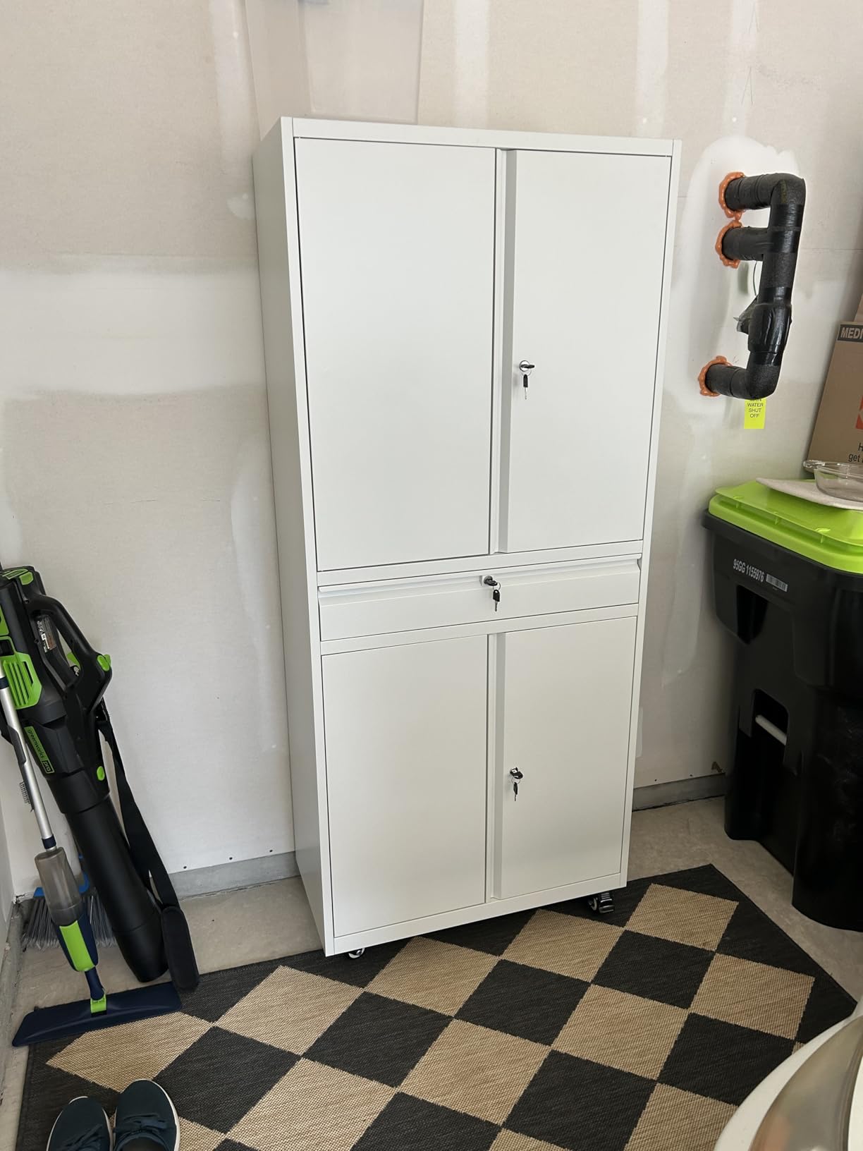 SISESOL Metal Storage Cabinet with Wheels,75 inch Tall Rolling Garage Storage Cabinet with Lock,Black Metal Cabinets with Wheels and Shelves,Deep Heavy Duty Tool Locker for Garage,Home,Office,Shop customer photo 2