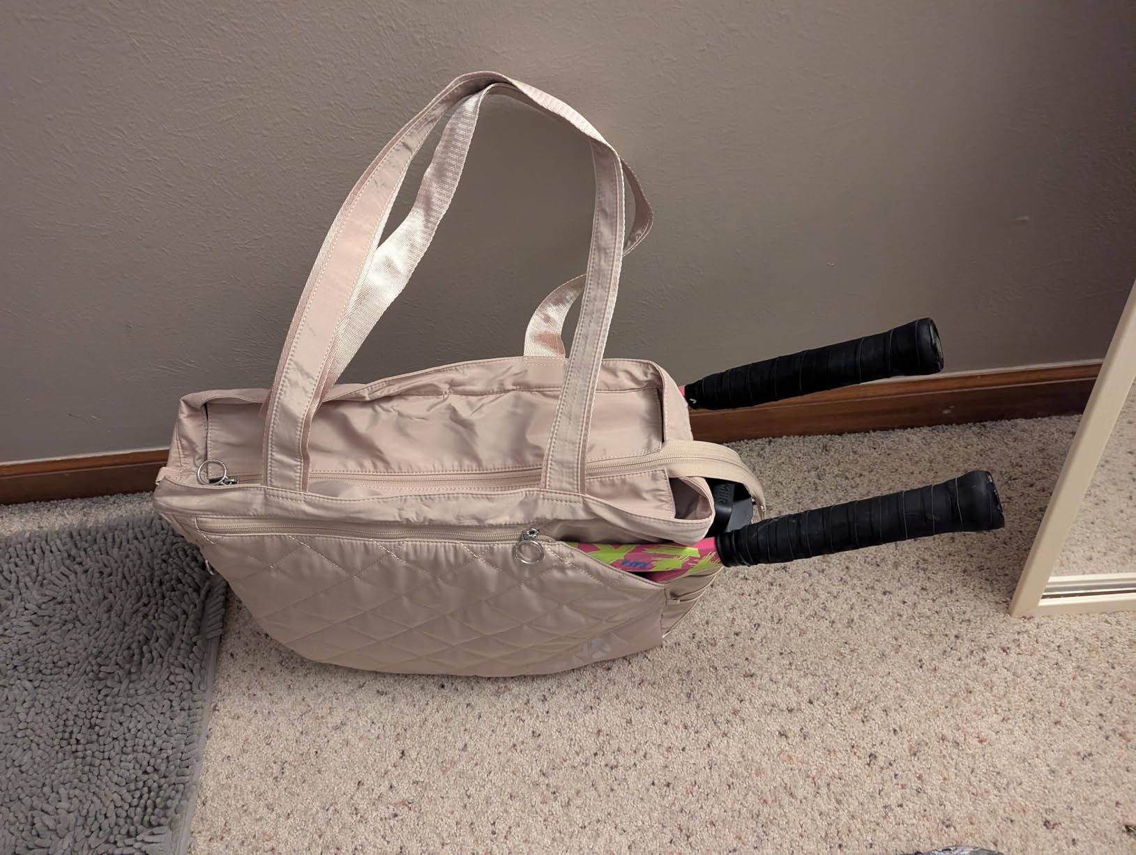 Tennis Tote Bag with Shoe Compartment - Extra-Large Quilted Pickleball Bag Holds 2-4 Rackets, Water-Resistant & Lightweight for Men & Women customer photo 2