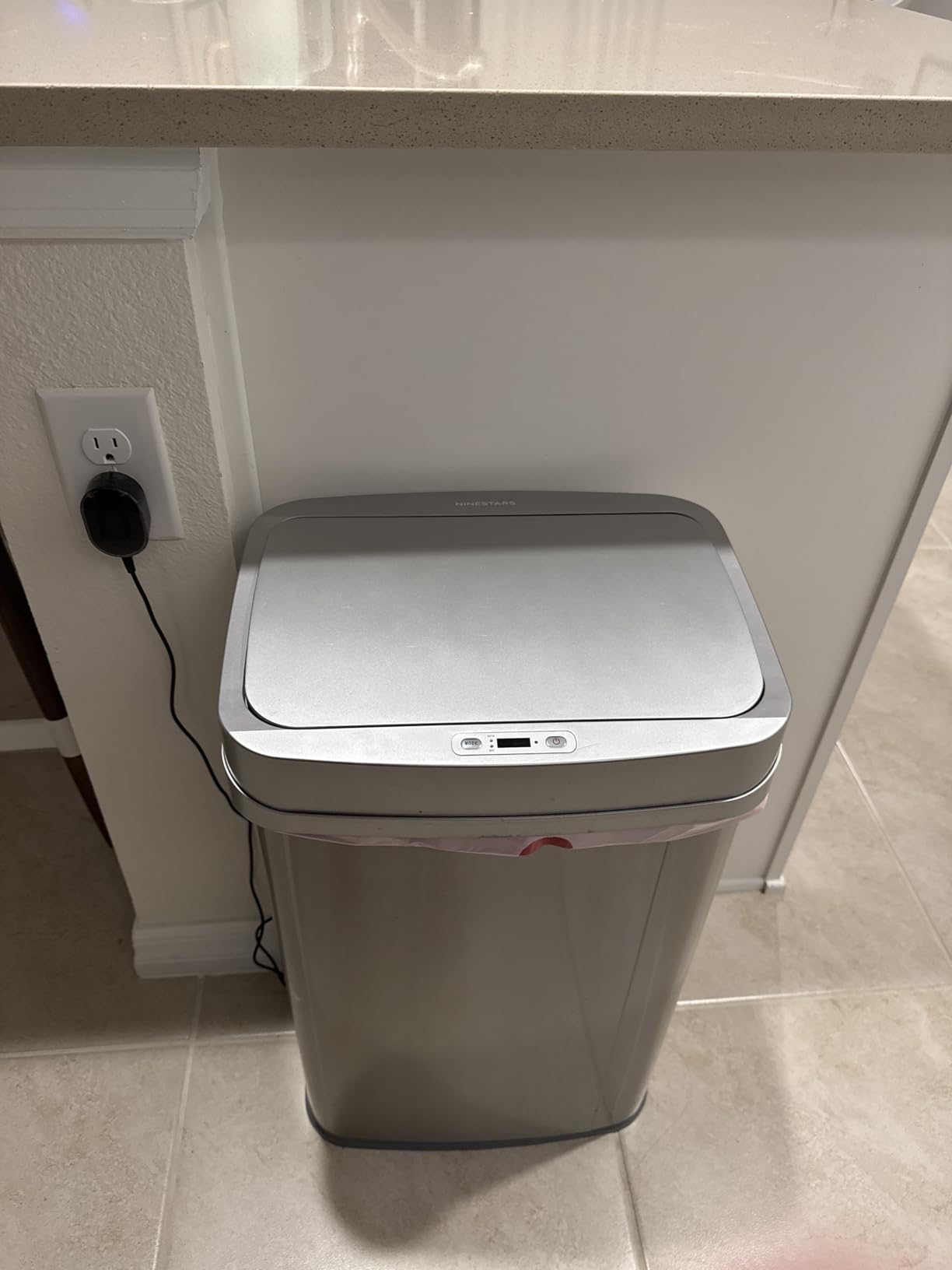 Ninestars 13 Gallon Odor Neutralizing Smart Trash Can, UV + Ozone Dual Purification, Odor Control Motion Sensor Garbage Bin, Universal Power Adapter, ONT-50-81SL Stainless Steel, Silver, Nova Series customer photo 1