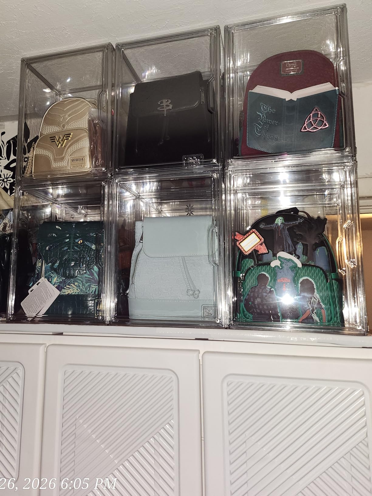 HBlife 5 Pack Purse Storage Organizer for Closet, Large Clear Stackable Handbag Display Case Box with Magnetic Door for Collectibles, Cosmetics, Women Heels and Toys customer photo 2