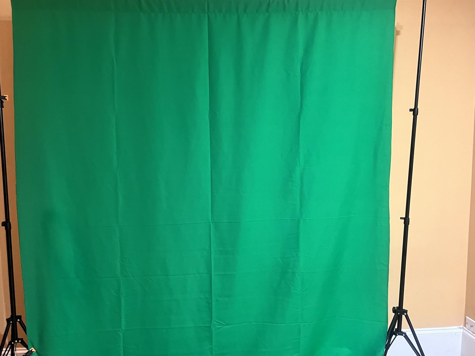 2 in 1 Green Backdrop Stand Kit, 6.5x6.5 ft Portable Dual Rod Stand kit with 6x7ft Green Backdrop-Premium Polyester for Video Streaming customer photo 1