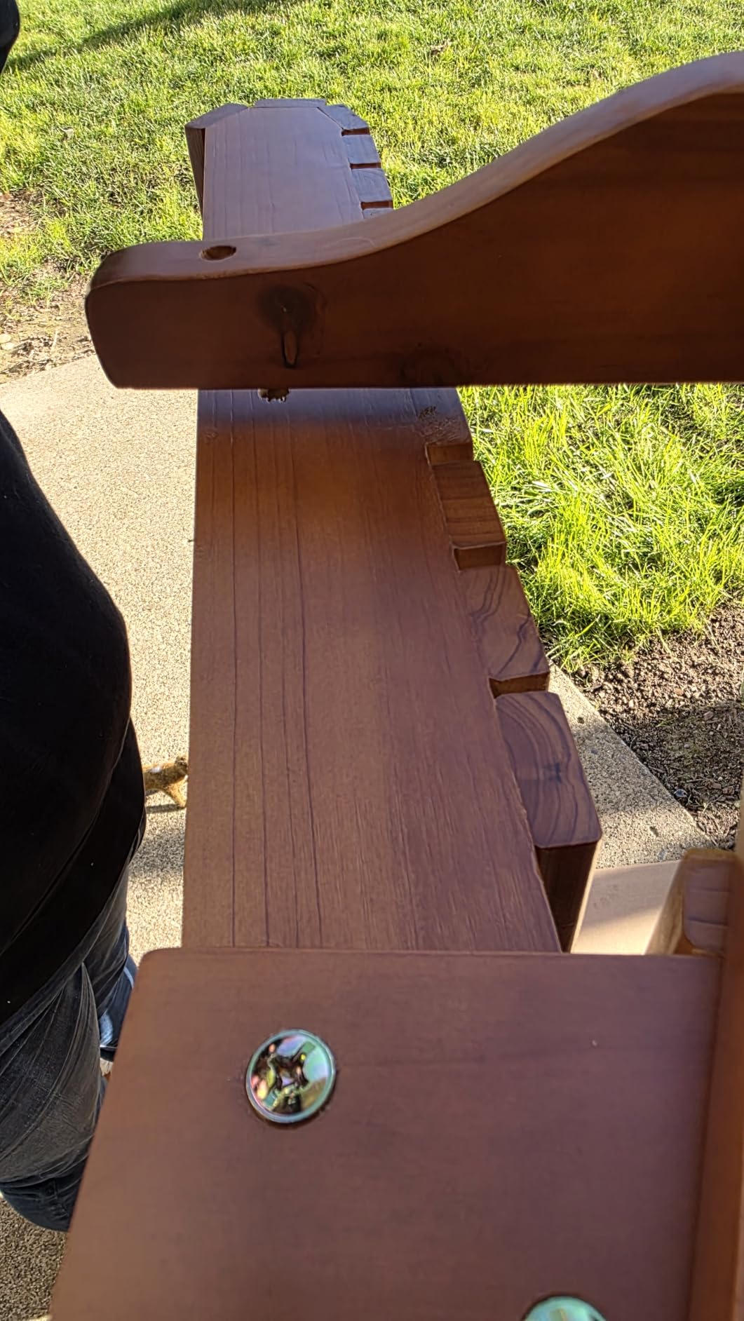 Wooden Porch Swing 2-Seater, High Backrest and Deep Seat, Bench Swing with Cupholders, Hanging Chains and 7mm Springs, Heavy Duty 880 LBS, for Outdoor Patio Garden (Cedar Tone - 4 FT Extra Large) customer photo 2