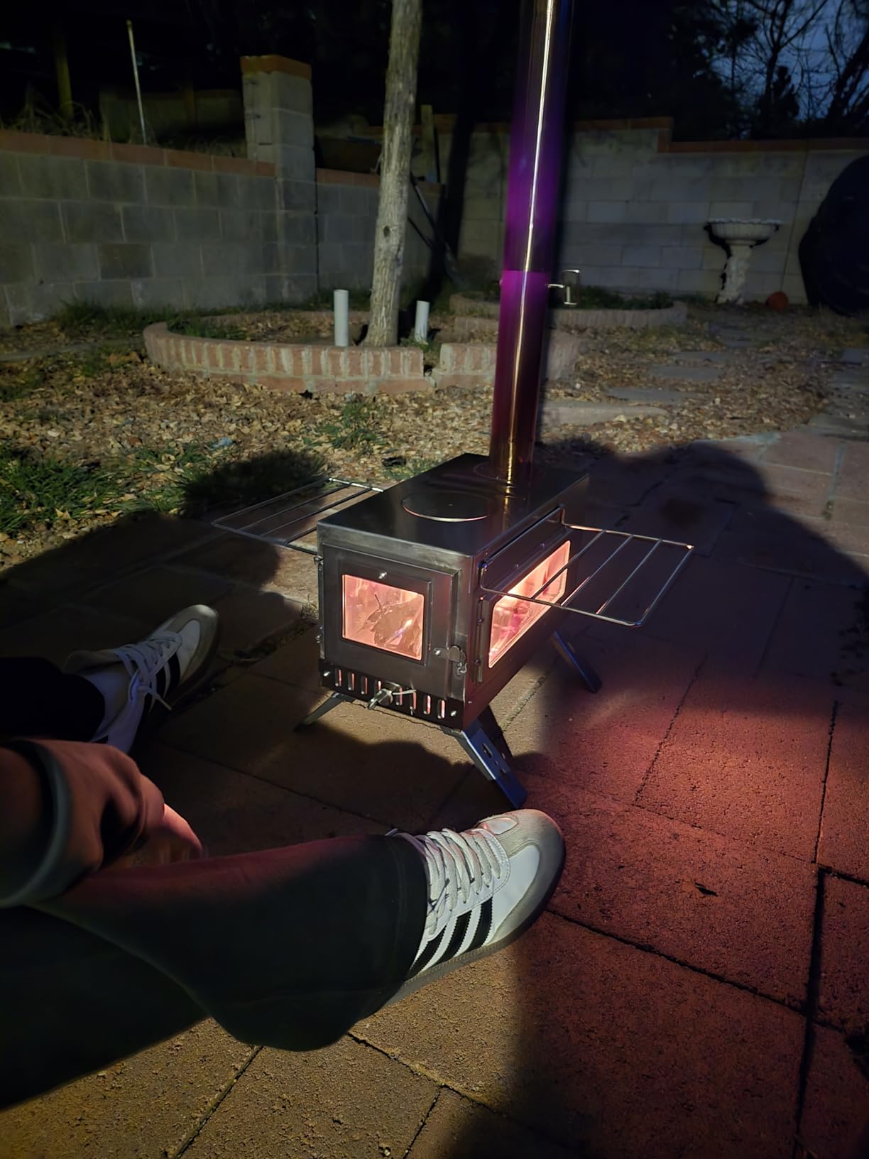Hot Tent Stove, unho Wood Burning Stove, Portable Wood Stove with 6 Stainless Chimney Pipes for Outdoor Heating & Cooking, Ice Fishing, Hunting,Winter Warmth customer photo 1