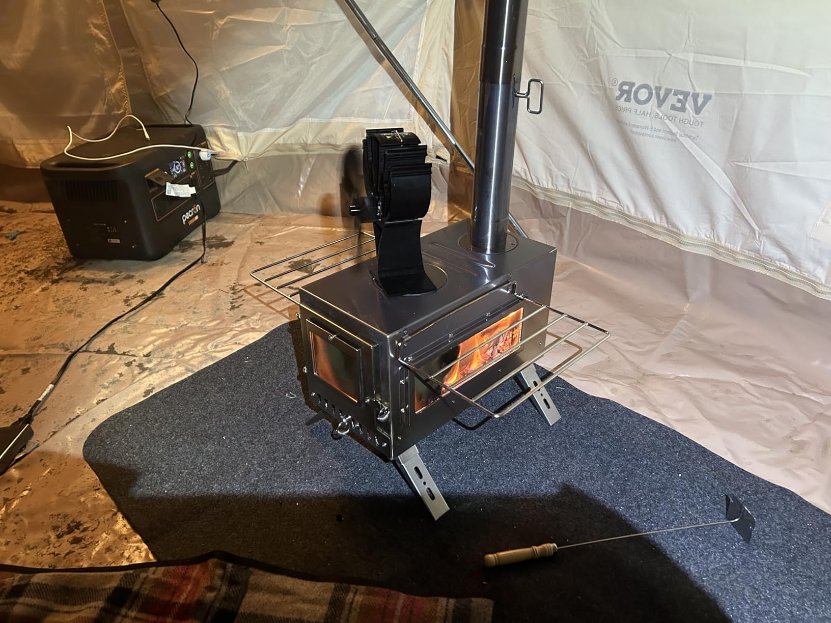 Hot Tent Stove, unho Wood Burning Stove, Portable Wood Stove with 6 Stainless Chimney Pipes for Outdoor Heating & Cooking, Ice Fishing, Hunting,Winter Warmth customer photo 2