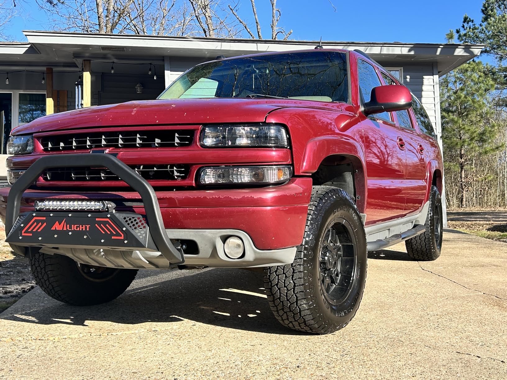 Nilight Bull Bar with Light fits 2007-2018 Chevy Silverado GMC Sierra 1500, 2007-2020 Chevy Tahoe Suburban&Yukon/Yukon XL Front Bumper Grille Brush Push Guard with Skid Plate Licence Plate Hole Black customer photo 2