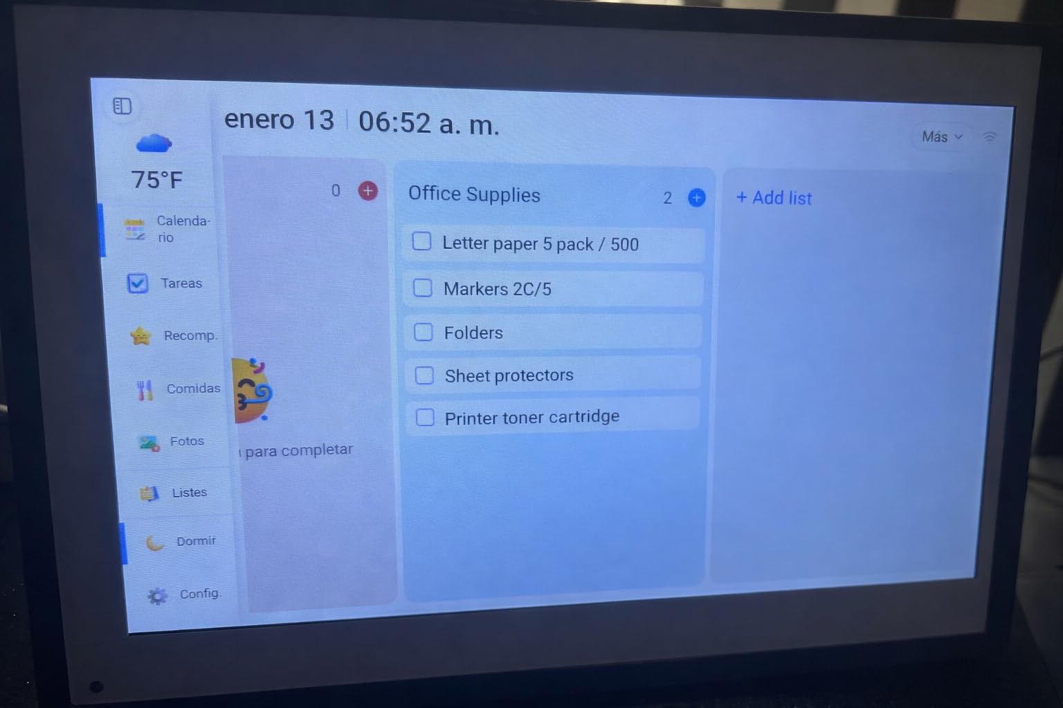 LOOFII 10.1 Inch Smart Digital Calendar - HD Touchscreen Family Planner & Calendar with Chore Chart & Meal Planner (Black White) customer photo 1