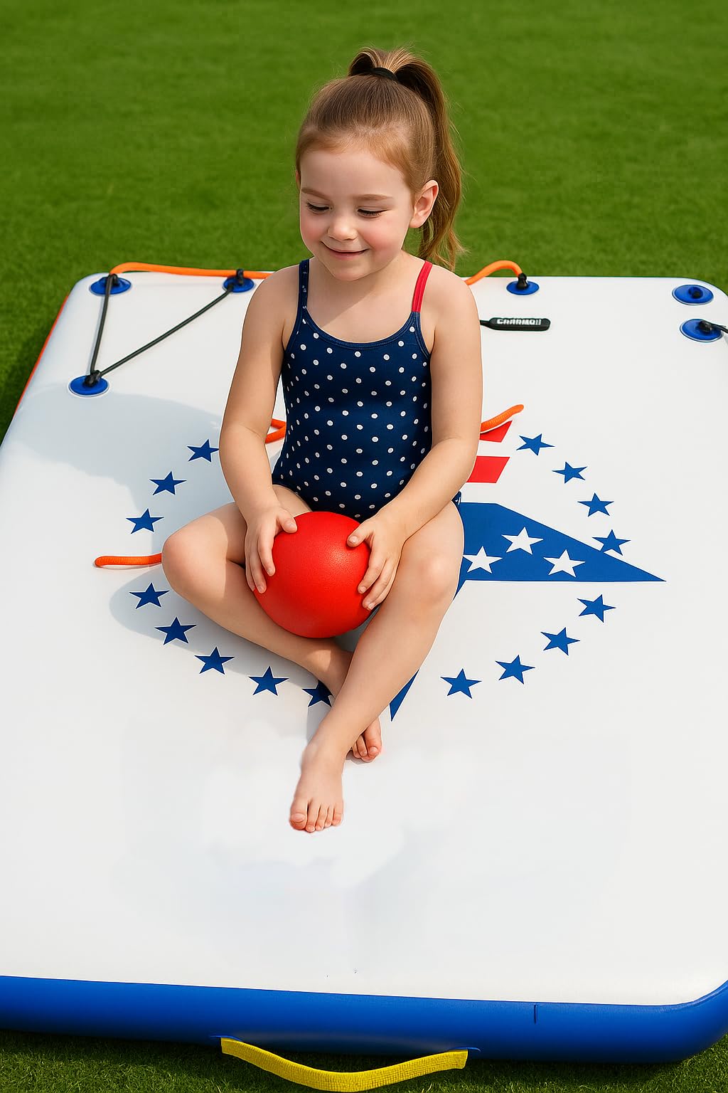 Inflatable Floating Dock Platform, 5FT/ 6FT/ 8FT/ 10FT/ 12FT Air Dock Platform Floating Island Raft with None-Slip Surface, 6in Thick Water Floating Dock Mat for Swimming Pool Lake Beach Ocean customer photo 1