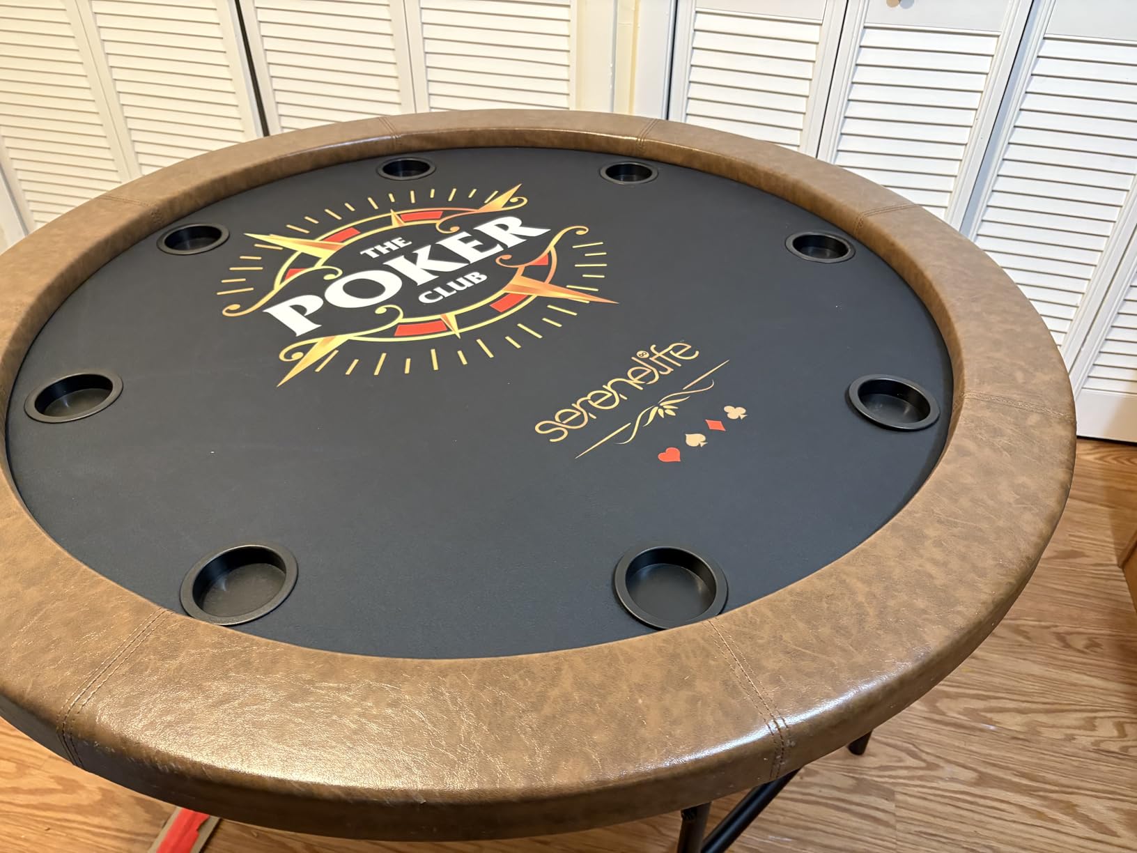 SereneLife 8 Player Foldable Poker Table, 71 inch Portable Casino Table for Texas Holdem w/Cushioned Rail & Cup Holders, Folding Game & Card Table customer photo 1