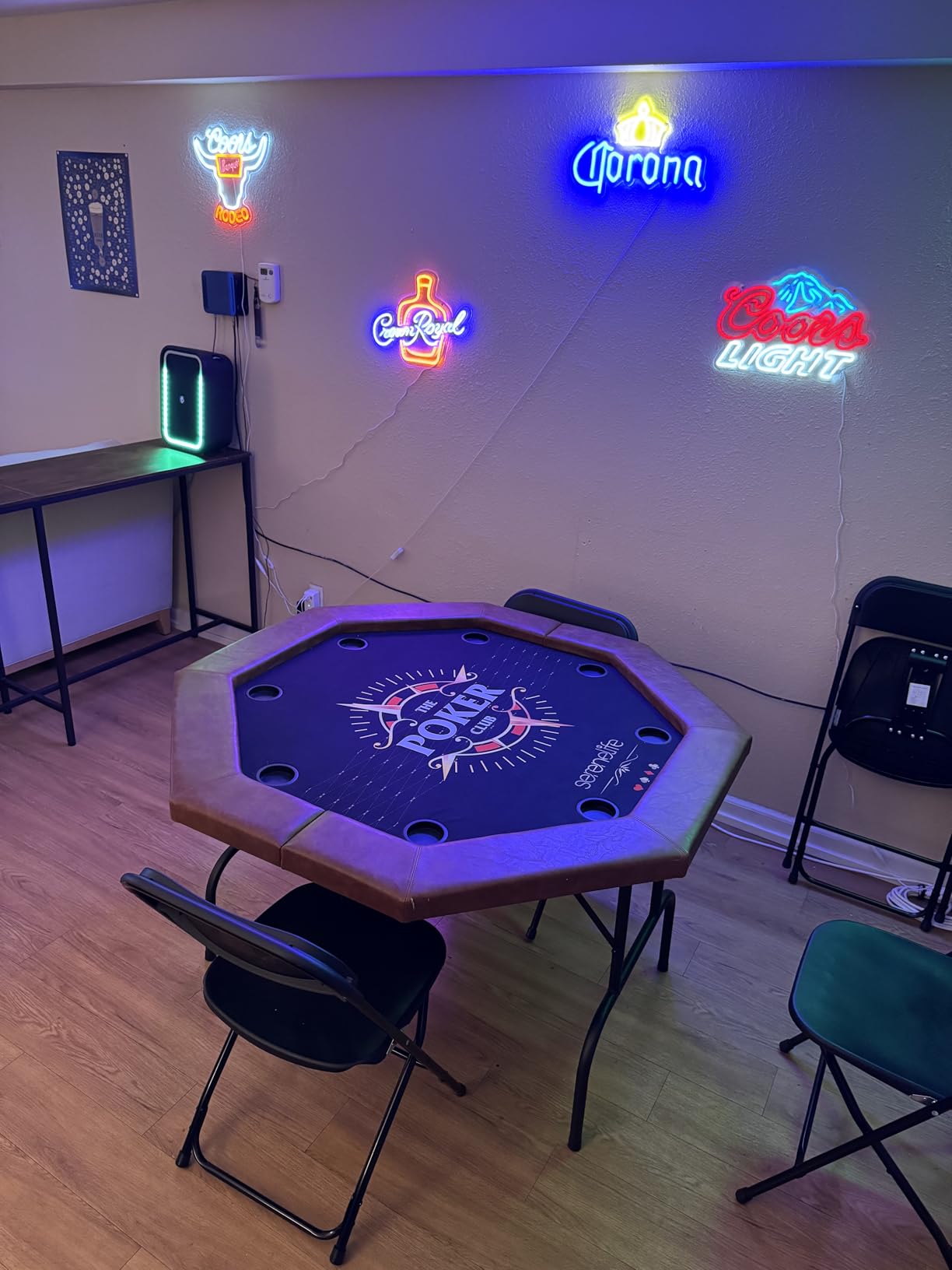 SereneLife 8 Player Foldable Poker Table, 71 inch Portable Casino Table for Texas Holdem w/Cushioned Rail & Cup Holders, Folding Game & Card Table customer photo 2