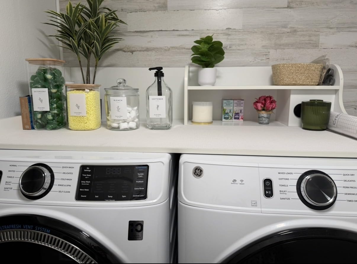 DTK Washer Dryer Countertop with Charging Station, 2 Tier Laundry Countertop with Anti-Slip Strips, 27.55