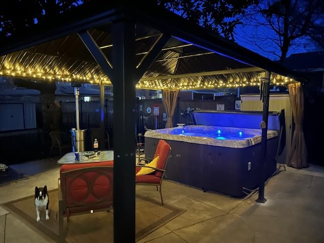 Domi 12' X 12' Hardtop Gazebo, Upgraded Metal Gazebo with Drainage System, Dual-Layer Galvanized Steel Roof, Curtain and Netting, Outdoor Shelter Canopy for Patio, Garden, and Backyard, Brown customer photo 1