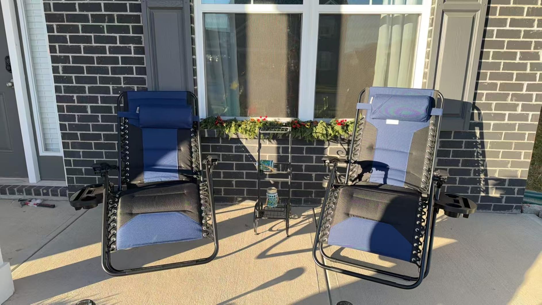 PHI VILLA XXL Oversized Padded Zero Gravity Chair Set of 2, Foldable Patio Recliner, 28