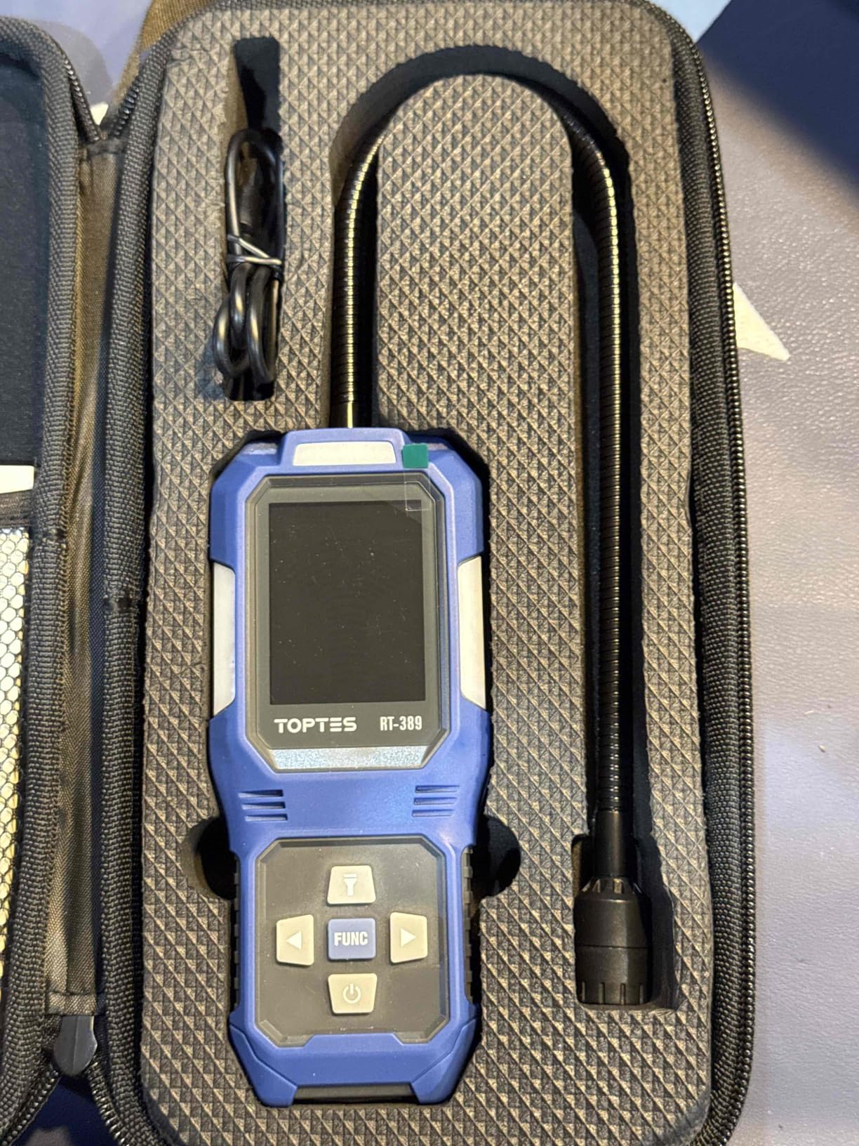 TOPTES RT-389 Rechargeable Refrigerant Leak Detector, HVAC Freon Leak Detector with 3 Sensitivity Modes & 3 Alarm Types, Air Conditioning Detection for CFCs, HCFCs, HFCs, HFOs, HCs - Orange customer photo 2