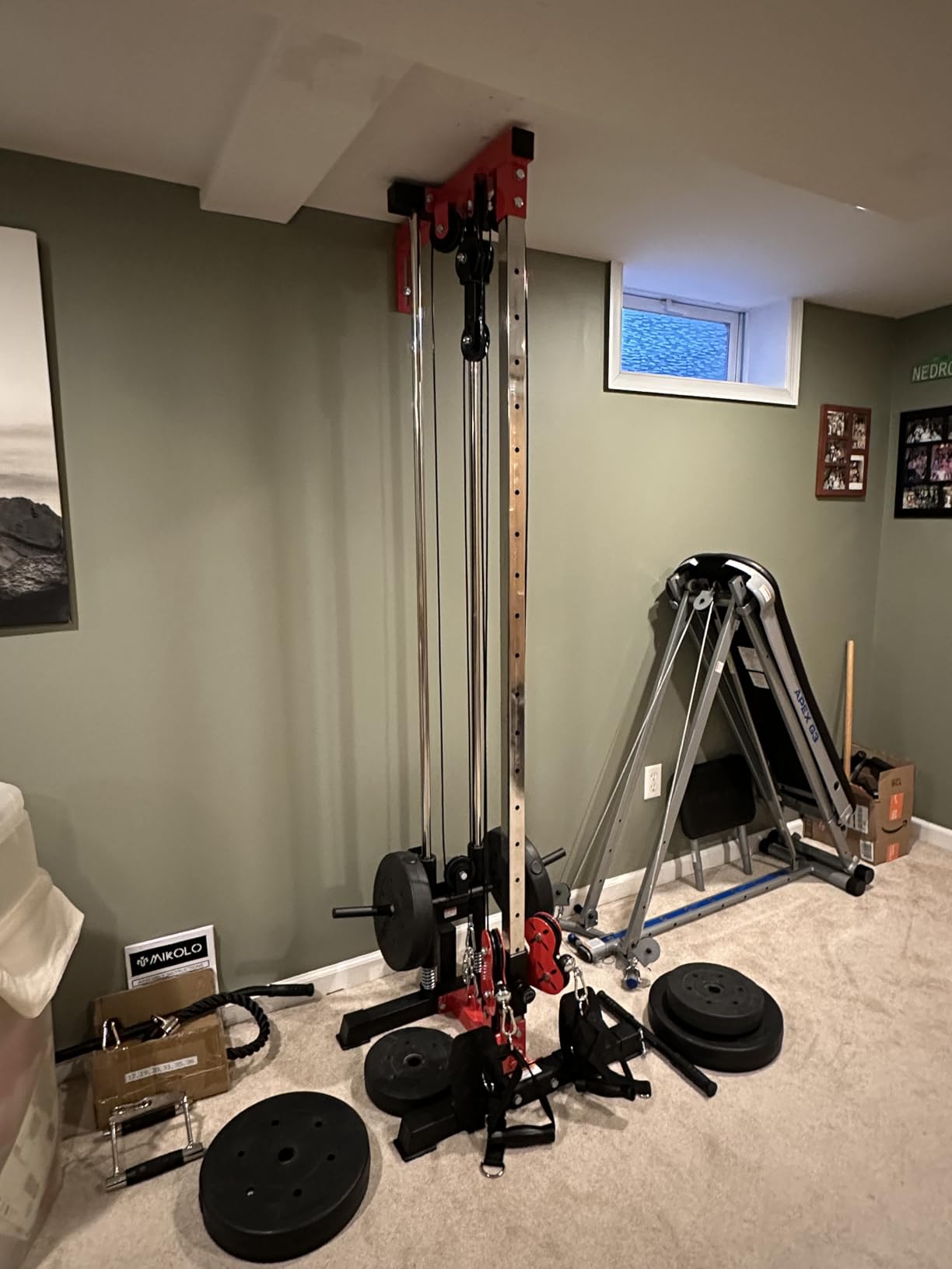 Mikolo Wall Mount Cable Station, Cable Crossover Machine with Dual Pulley System and 19/27 Adjustable Positions for Home Gym Fitness Equipment customer photo 1