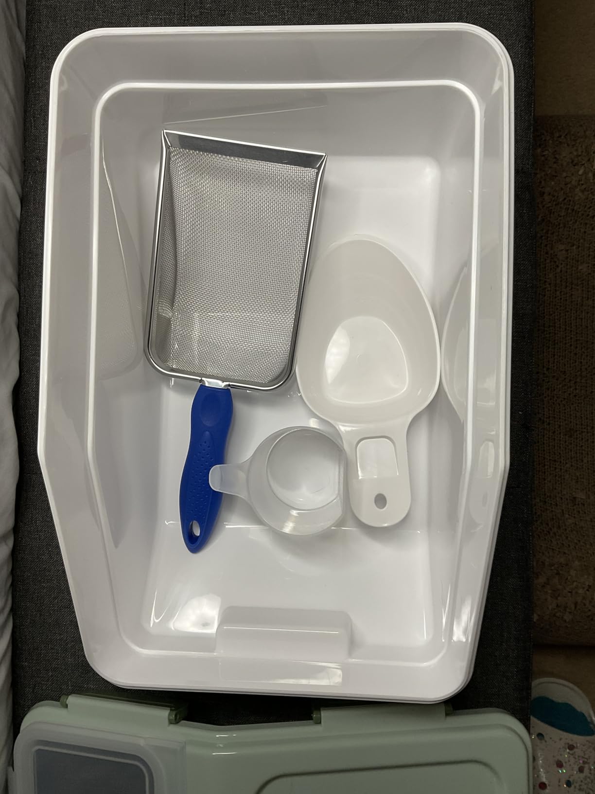 Large Chinchilla Sand Bath Container Kit Plastic Chinchillas Dust Bath House with Sand Cup and Sand Shovel Hamster Shower Room for Hedgehog Guinea Pig Squirrel and Other Small Animals (Green) customer photo 2