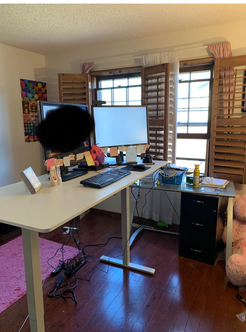 Huuger 55 x 28 Large Electric Standing Desk, Height Adjustable Computer Desk, 27.6