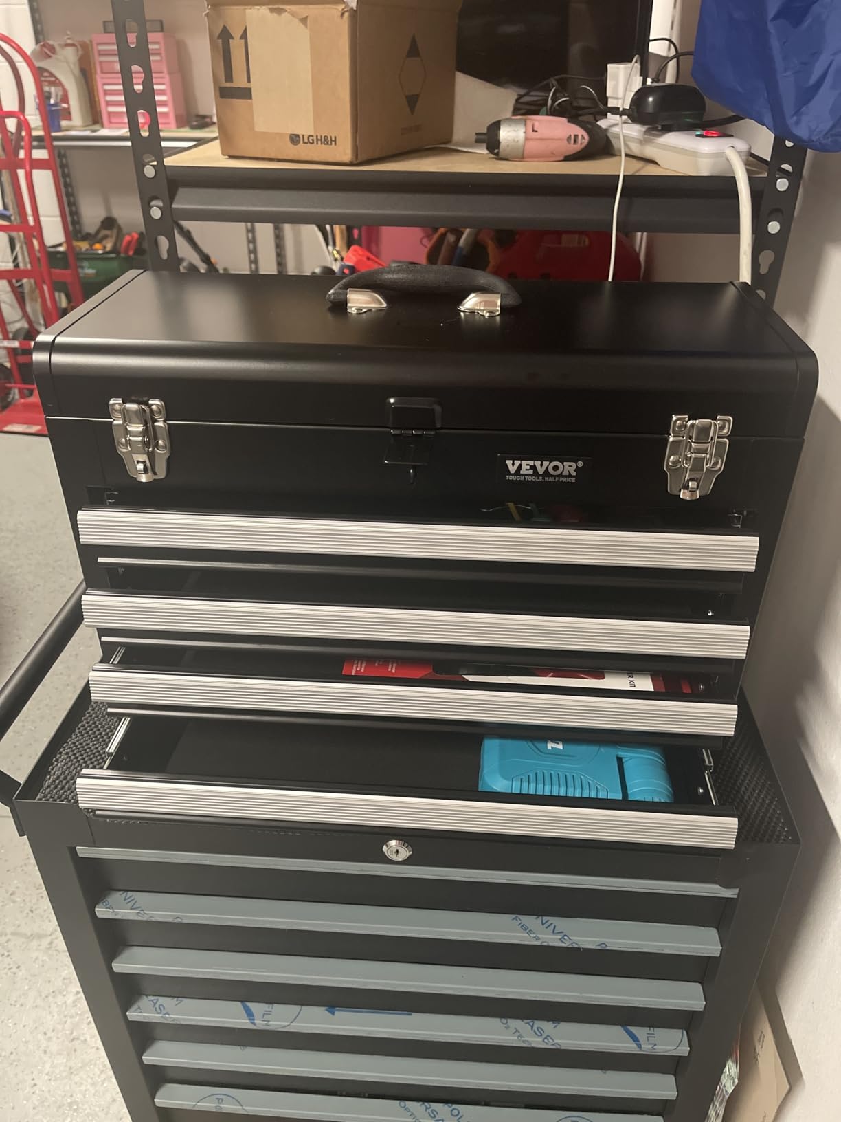 VEVOR Metal Tool Box, 20.5-inch, Portable Metal Tool Box with 4 Drawers, Small Tool Chest with EVA Liners, Ball Bearing Slide Drawers Locking & Powder Coated Finish, Multi-Function Tool Organizer customer photo 2