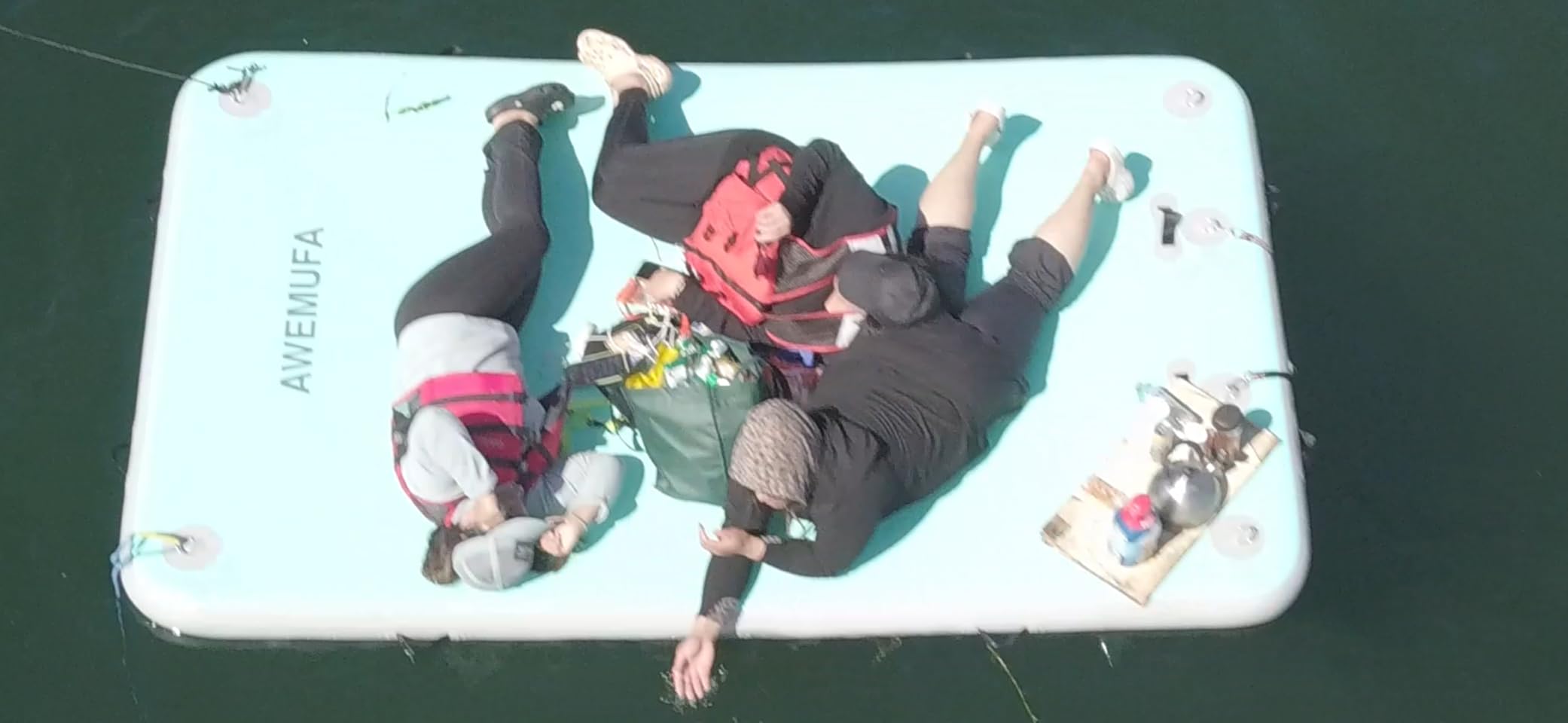 Inflatable Floating Dock with Ramp 5ft/6ft/8ft/10ft Inflatable Dock Floating Platform, Floating Island Mat Boat Float Lake Floats, Large Rafts Floaties for Adult Pool Ocean Beach Boat Parties customer photo 1