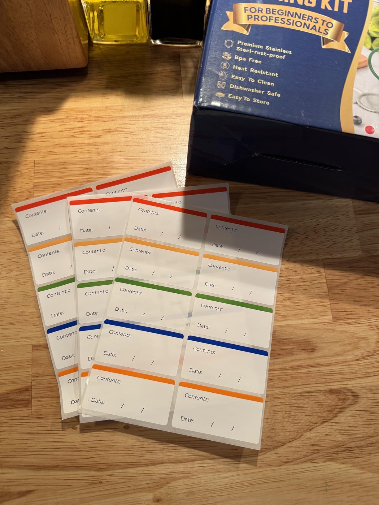 Canning Supplies Starter Kit,Canning Kit for Beginners of 9 with Jar Lifter,Wide Mouth Funnel,Wrench,Tongs,Lid Lifter,Bubble Popper,Canning Labels,ladle,Measuring Spoon-Blue customer photo 2