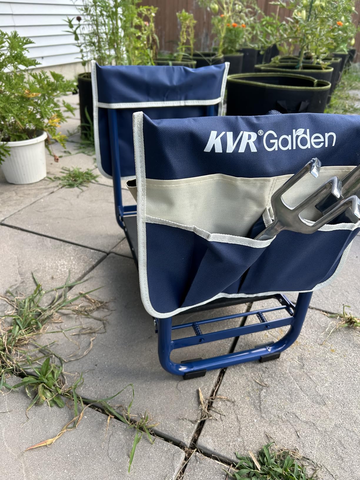 KVR Garden Kneeler and Seat Set 7-Piece Upgraded - Heavy Duty Foldable Bench & Stool with 3 Aluminum Tools, 2 Non-Slip Pouches & Tote Bag - Gardening Chair Gifts for Seniors, Women, Mom customer photo 1