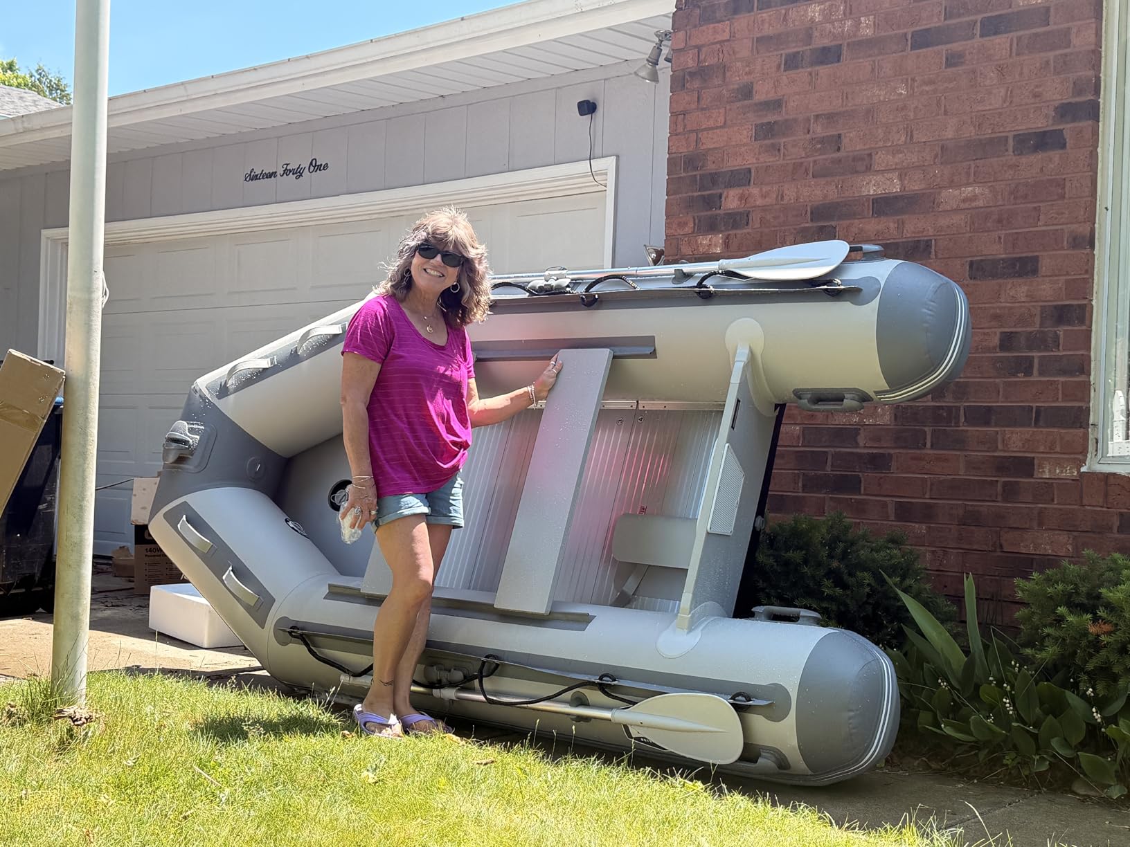 BEYOND MARINA Inflatable Dinghy Boat - 3-5 Person Inflatable Boat for Adults Heavy Duty Dinghies with Aluminum Oars, Floor Panels customer photo 2