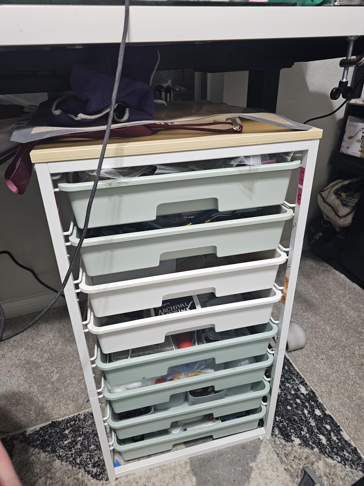 Rolling Storage Utility Cart Organizers with 8 Drawers and Wooden Tabletop for Living Room, Office, Classroom, Craft Room, Bedroom, Dorm customer photo 1