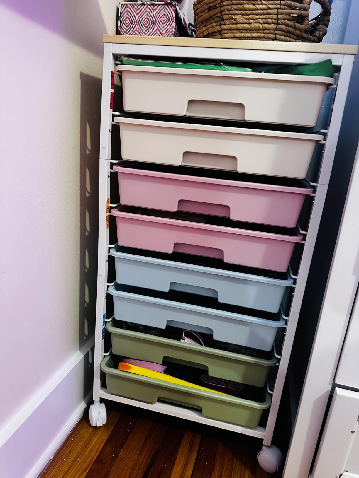 Rolling Storage Utility Cart Organizers with 8 Drawers and Wooden Tabletop for Living Room, Office, Classroom, Craft Room, Bedroom, Dorm customer photo 2