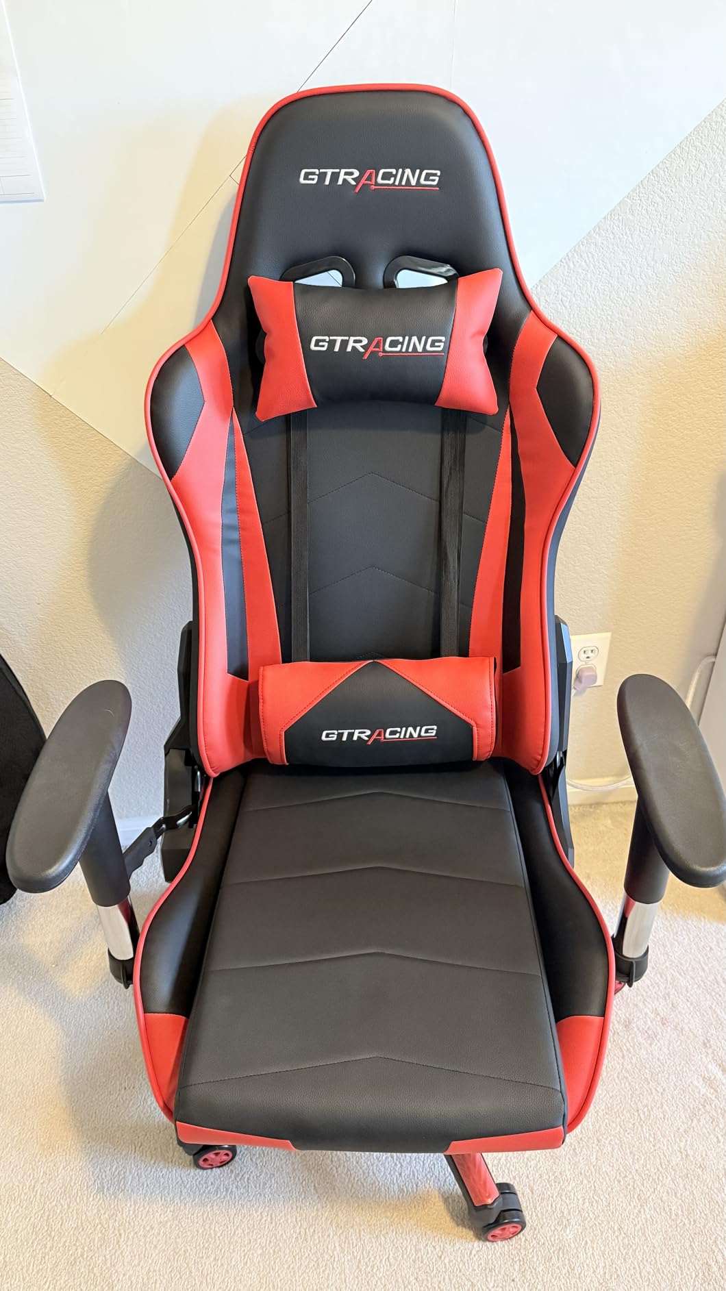 GTRACING Gaming Chair Racing Office Computer Ergonomic Video Game Chair Backrest and Seat Height Adjustable Swivel Recliner with Headrest and Lumbar Pillow Esports Chair (Dark Black) customer photo 1