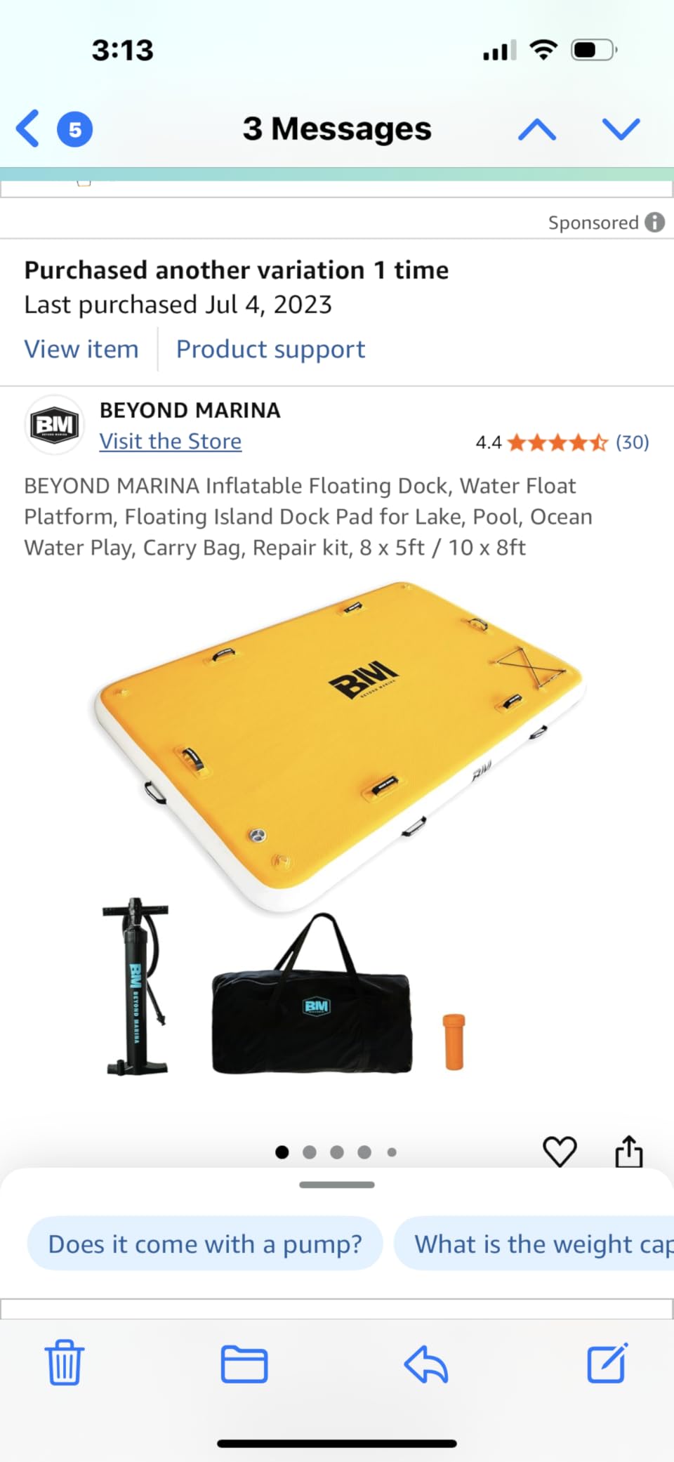 BEYOND MARINA Inflatable Floating Dock - Swim Platform, Floating Deck Raft Mat for Lake, Pool, Beach, Ocean - Non-Slip Surface - BM Fundeck customer photo 1