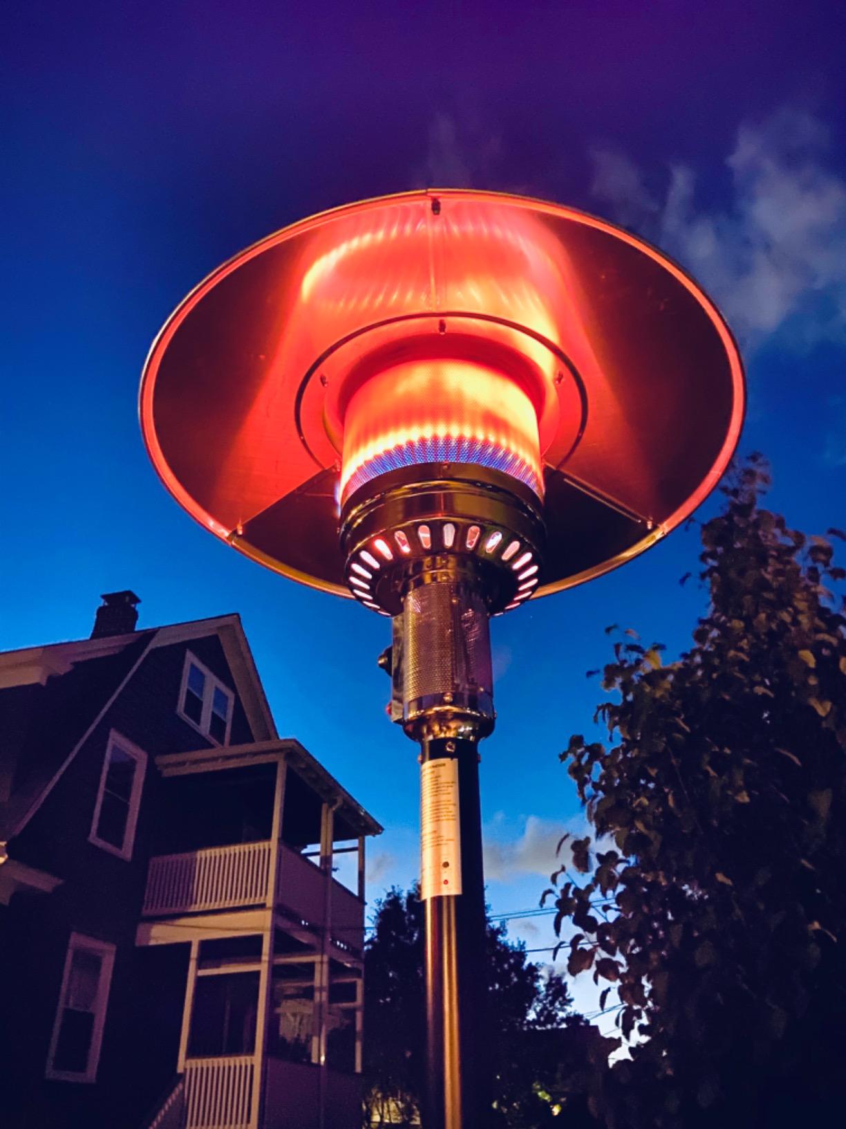 PAMAPIC 48000 BTU Patio Heater with high-strength waterproof cover, Propane Heater for Outdoor Use 2 in 1 Table Design, Double-Layer Stainless Steel Burner, Residential, Gray (Black) customer photo 2