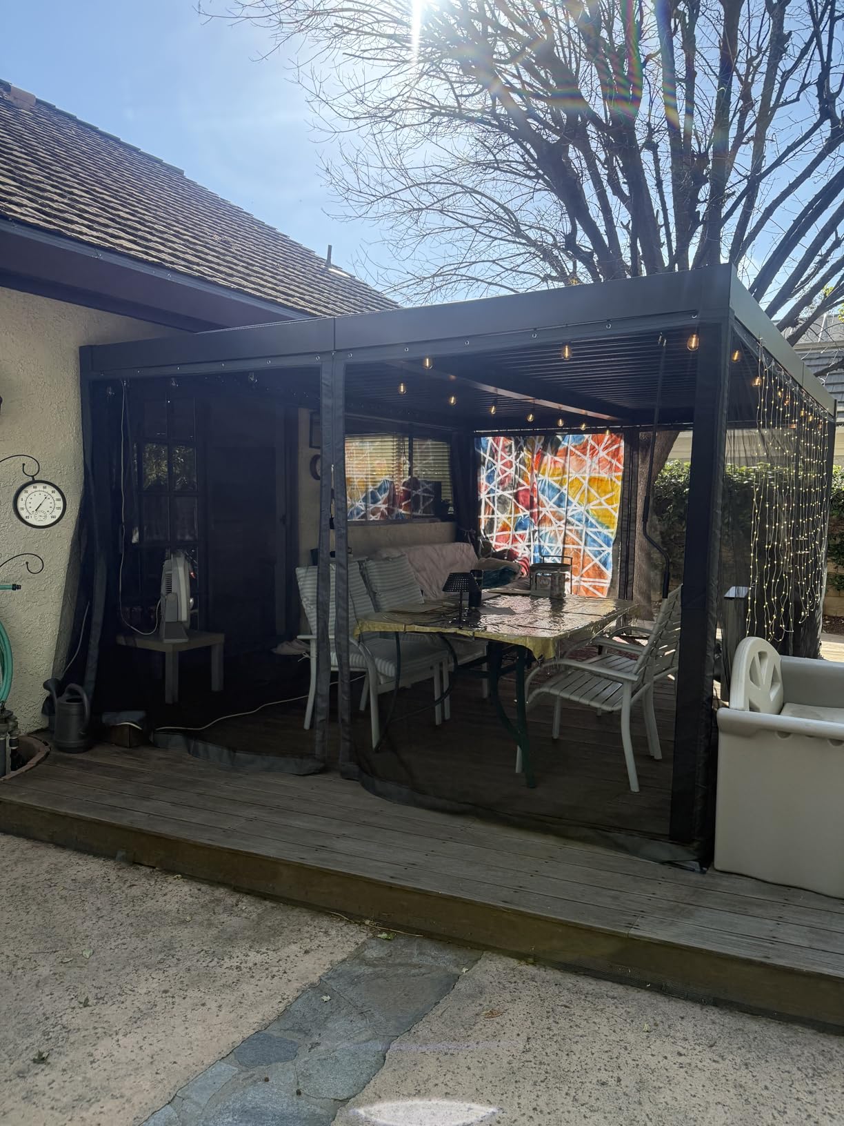 Louvered Pergola, 10' x 12' Outdoor Pergola, Metal Patio Gazebo with Adjustable Louvers Roof and Gutter System, Metal Hardtop Gazebo for Patio, Backyard, Deck, Garden, Dark Gray customer photo 1