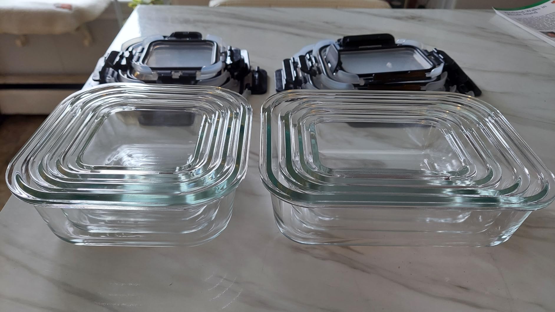 8 Pack Borosilicate Glass Food Storage Containers with Lids, Glass Meal Prep Containers, Airtight Bento Lunch Boxes with Snap Locks, Oven, Freezer and Dishwasher Safe, BPA Free, Kitchen Storage Set customer photo 1