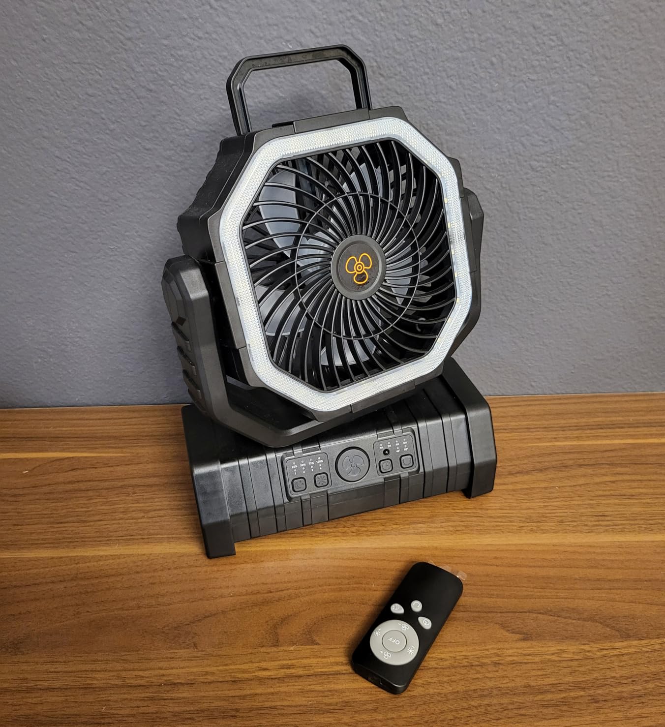 Portable Fan Rechargeable, 20000mAh Cordless Battery Powered Camping Fan with LED Light & Remote, 4 Speeds Wind, Timer, USB C, 360° Hanging Hook, Oscillating Fans for Travel Tent, Camping Essentials customer photo 2