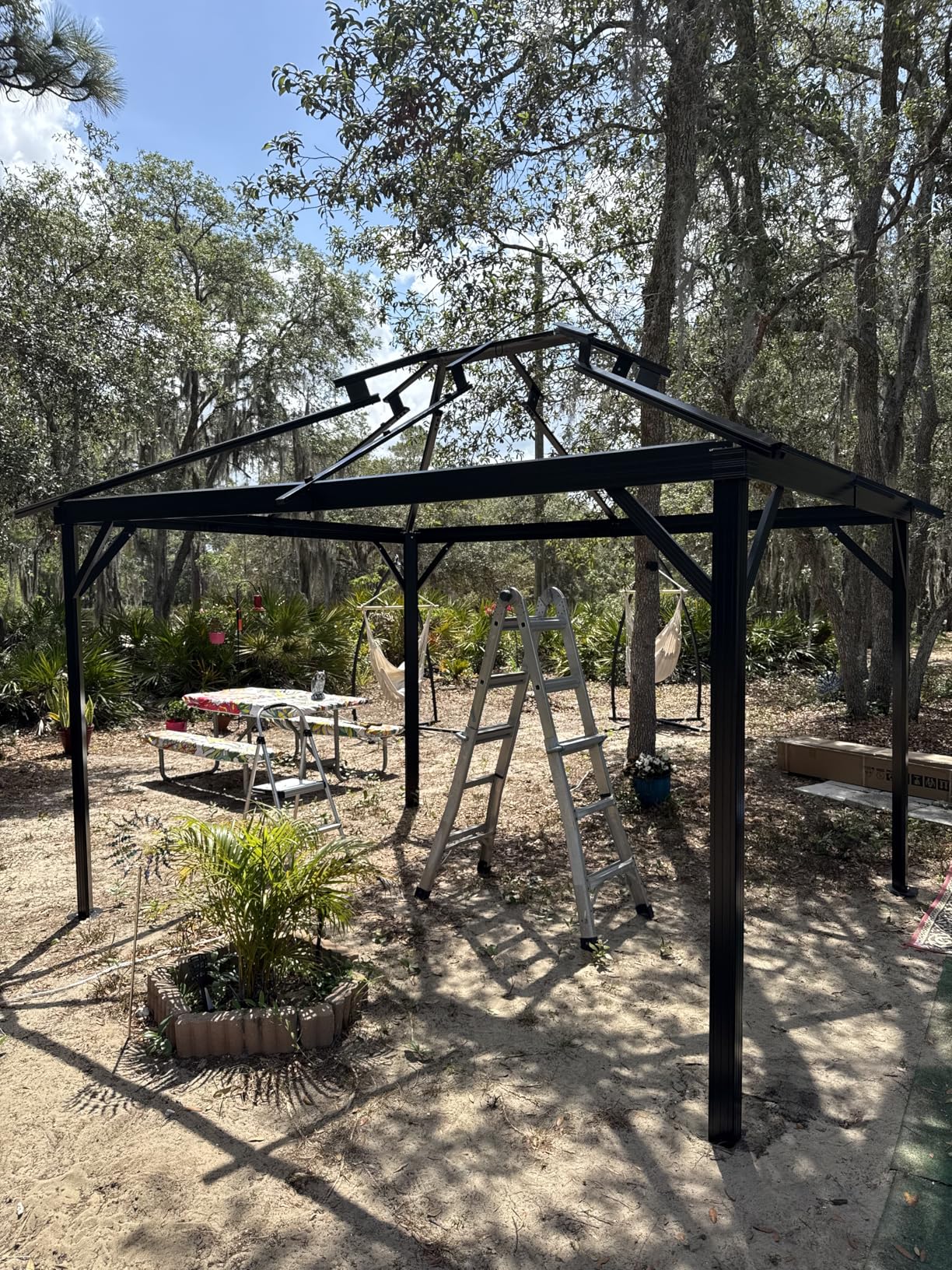 Aoxun 10'x12' Hardtop Gazebo, Aluminum Frame Canopy with Double Galvanized Steel Roof, Outdoor Metal Pavilion with Netting Curtains and 20 inch Ceiling Fans with Lights for Backyard, Patio and Deck customer photo 1