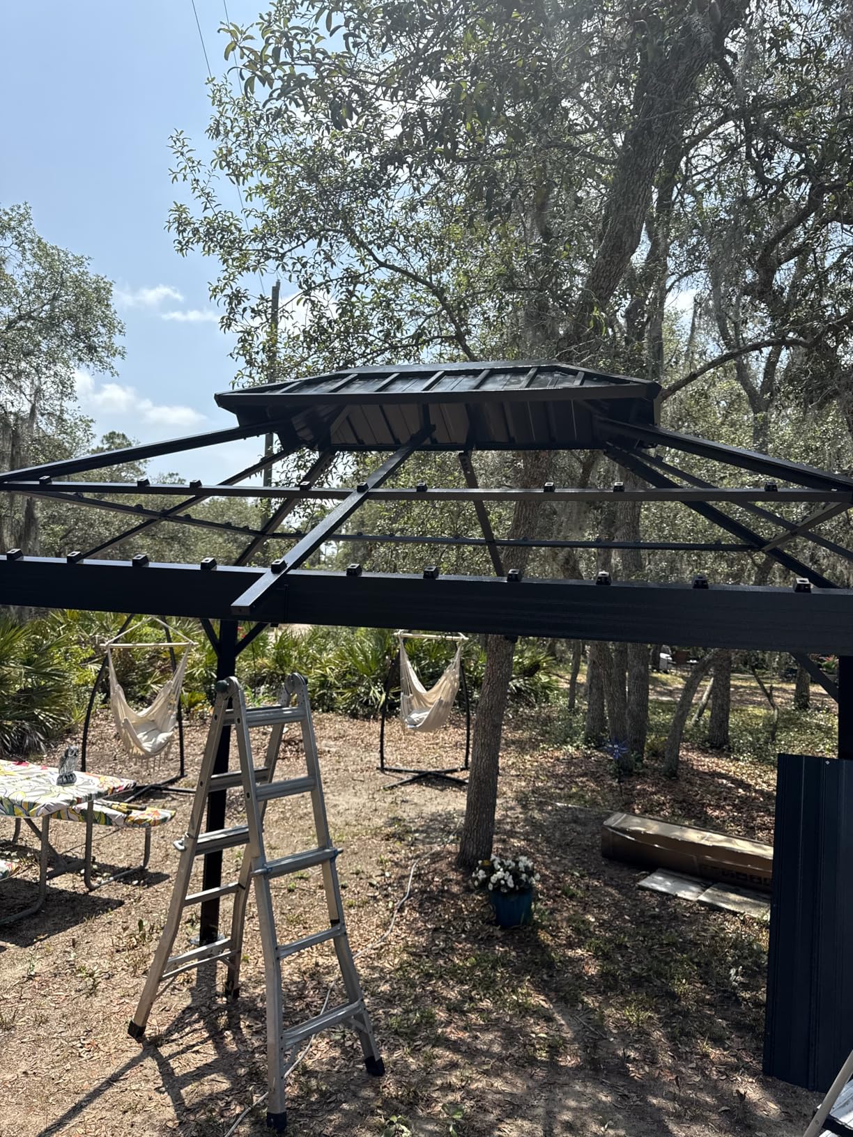 Aoxun 10'x12' Hardtop Gazebo, Aluminum Frame Canopy with Double Galvanized Steel Roof, Outdoor Metal Pavilion with Netting Curtains and 20 inch Ceiling Fans with Lights for Backyard, Patio and Deck customer photo 2