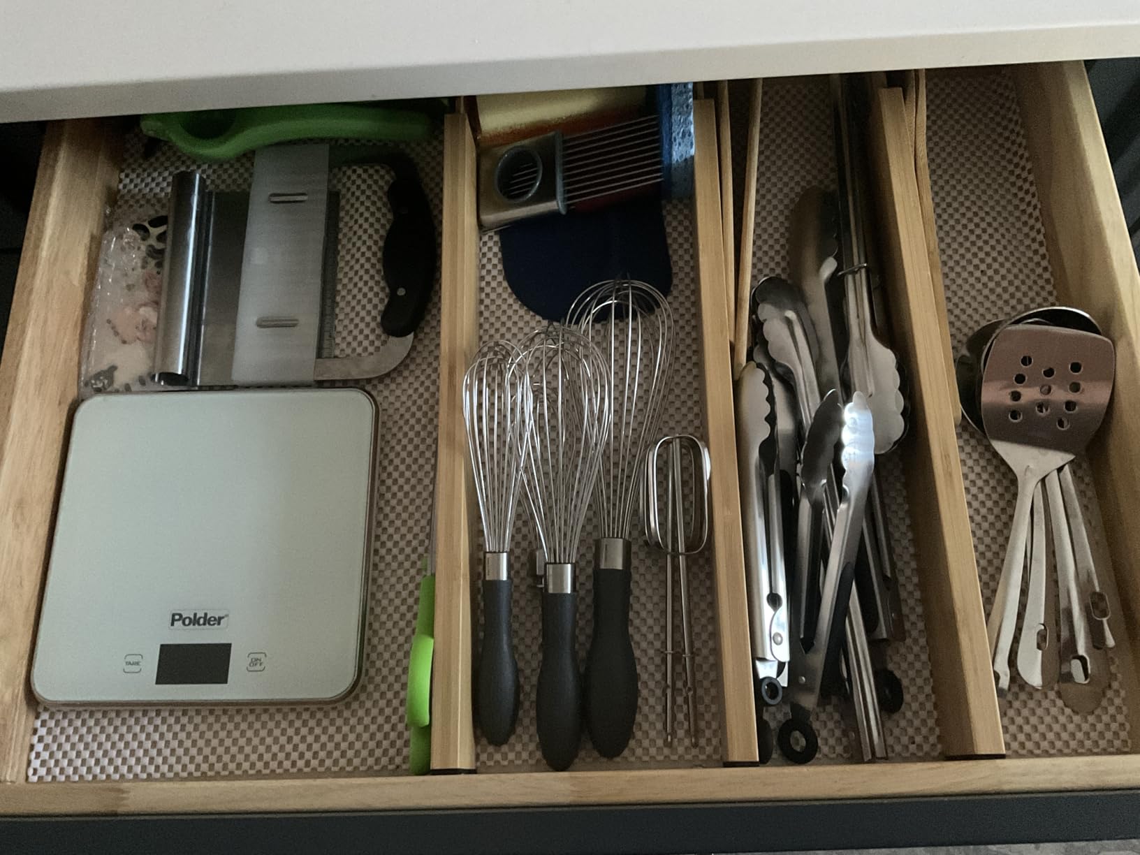 Lzerking Kitchen Drawer Dividers 4 Pack, Adjustable Bamboo Drawer Organizer, 17-22