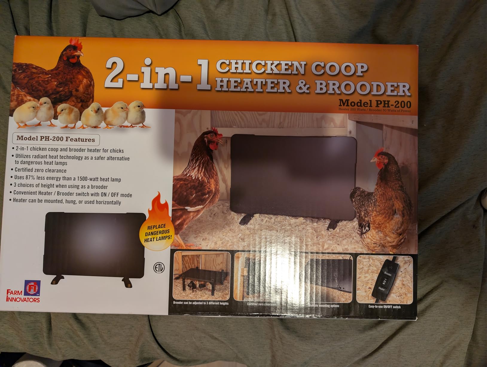 Farm Innovators 2-In-1 Radiant 200-Watt Chicken Coop Panel Heater Converts to 50W Brooder Heater for Chicks, Free Standing or can be Wall Mounted, Hung or Used Horizontally customer photo 2