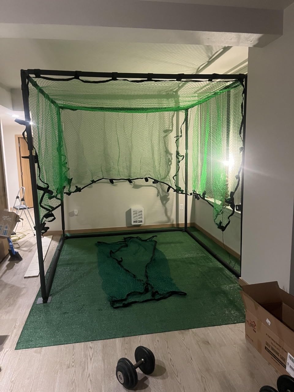 YUNIC Golf Driving Cage with Metal Frame - Choose Standard Hitting Target or Simulator Impact Screen customer photo 2